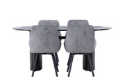 Venture Home Isolde spisebord 180*75 - Black / Black MDF +Rosie Spisebordsstol - Black / Dark grey Fabric _4