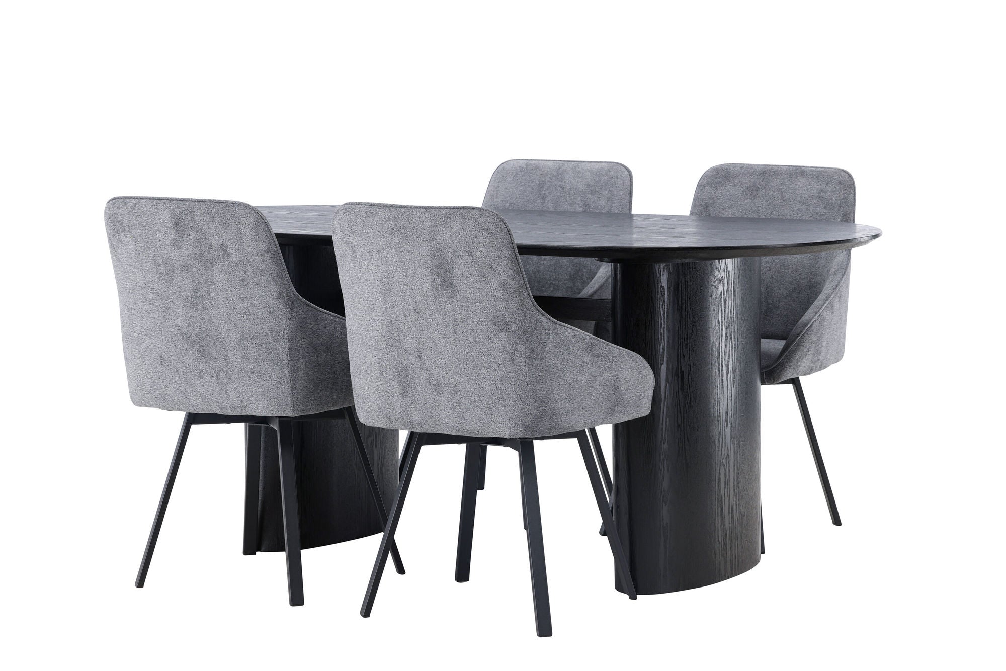 Venture Home Isolde spisebord 180*75 - Black / Black MDF +Rosie Spisebordsstol - Black / Dark grey Fabric _4