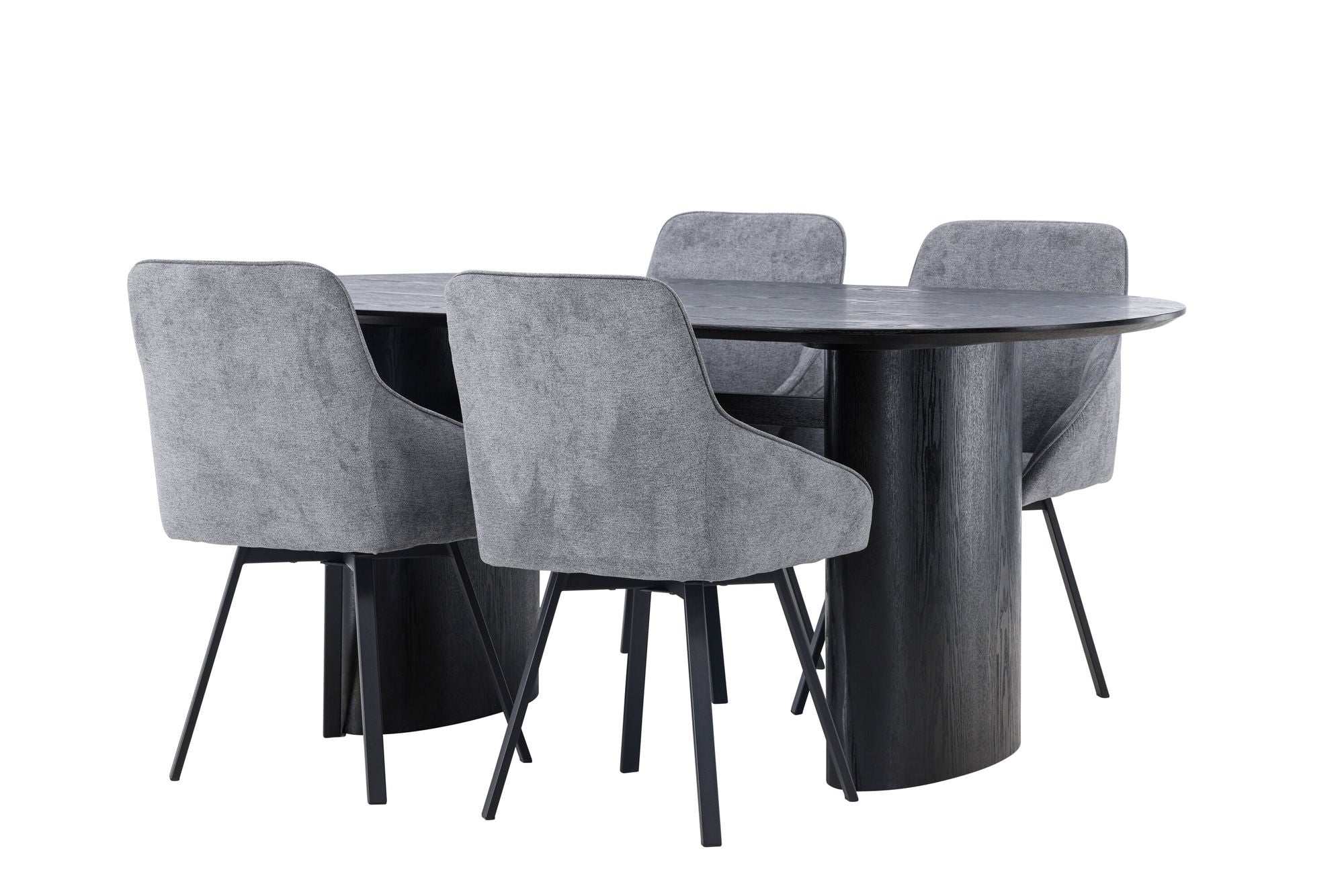 Venture Home Isolde spisebord 180*75 - Black / Black MDF +Rosie Spisebordsstol - Black / Dark grey Fabric _4