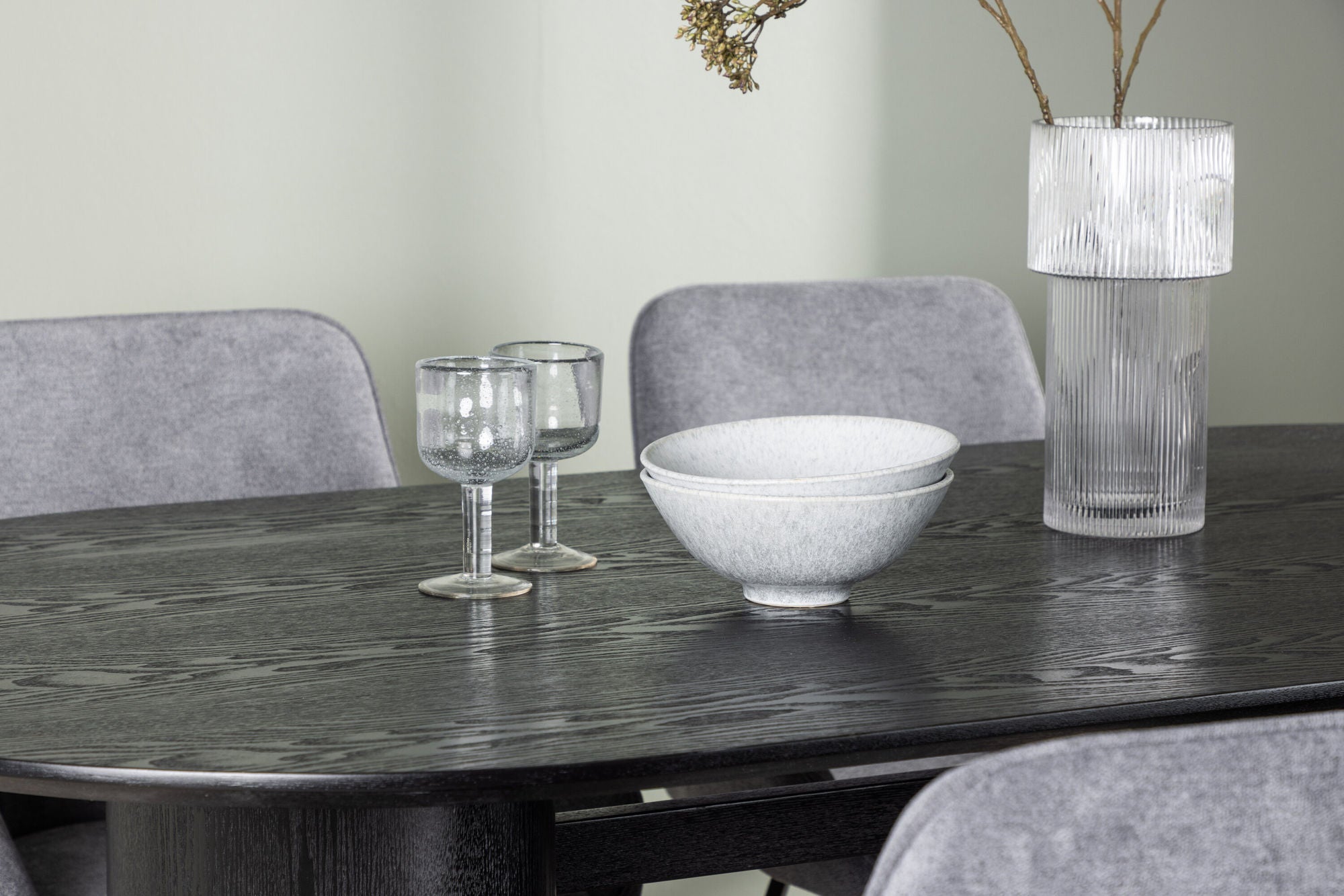Venture Home Isolde spisebord 180*75 - Black / Black MDF +Rosie Spisebordsstol - Black / Dark grey Fabric _4