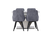 Venture Home Disa spisebord 120/160*80 - White / Grey MDF +Rosie Spisebordsstol - Black / Dark grey Fabric _4