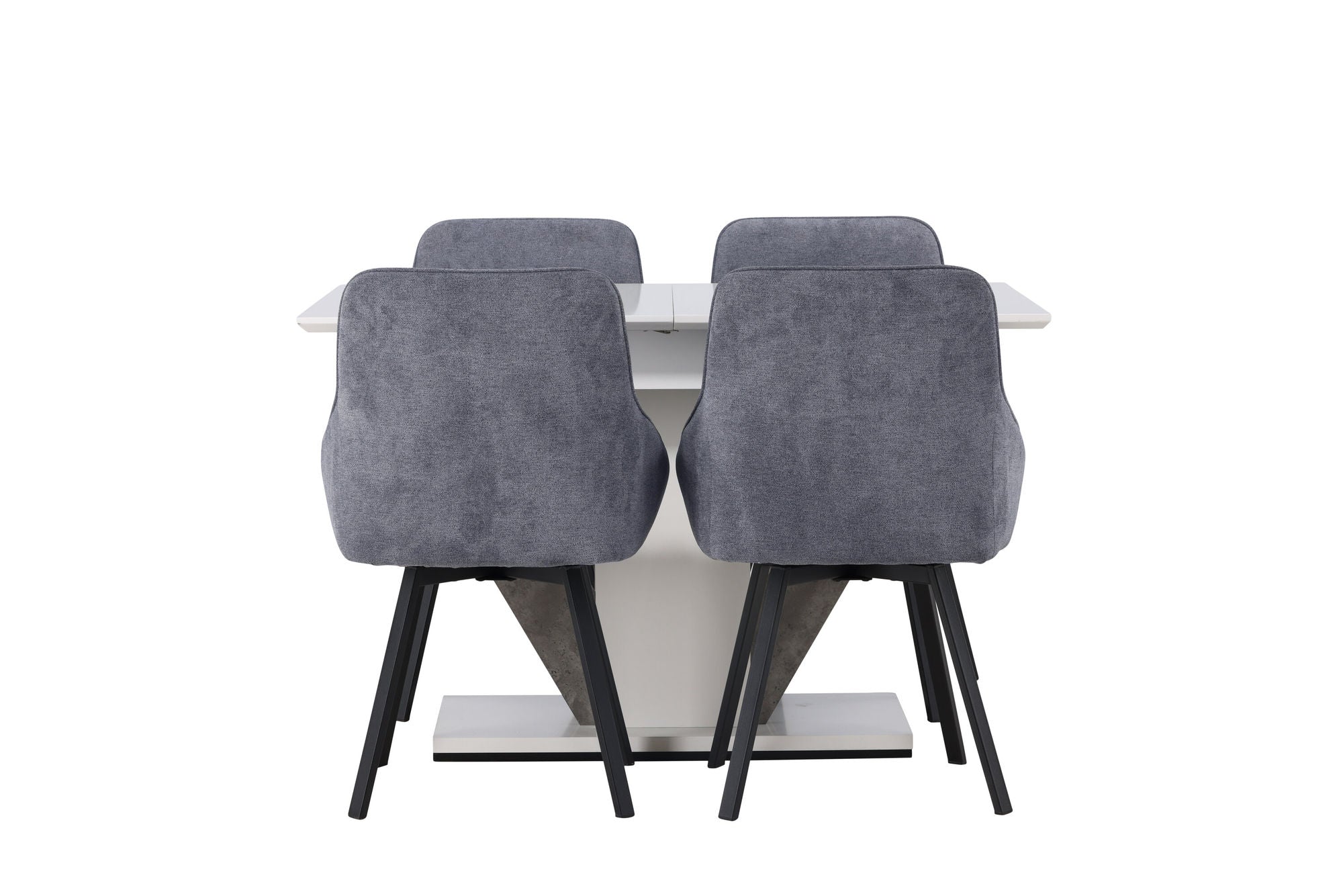 Venture Home Disa spisebord 120/160*80 - White / Grey MDF +Rosie Spisebordsstol - Black / Dark grey Fabric _4