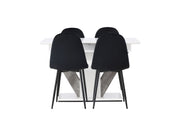 Venture Home Disa spisebord 120/160*80 - White / Grey MDF +Polar Spisebordsstol - Black legs / Black Velvet _4