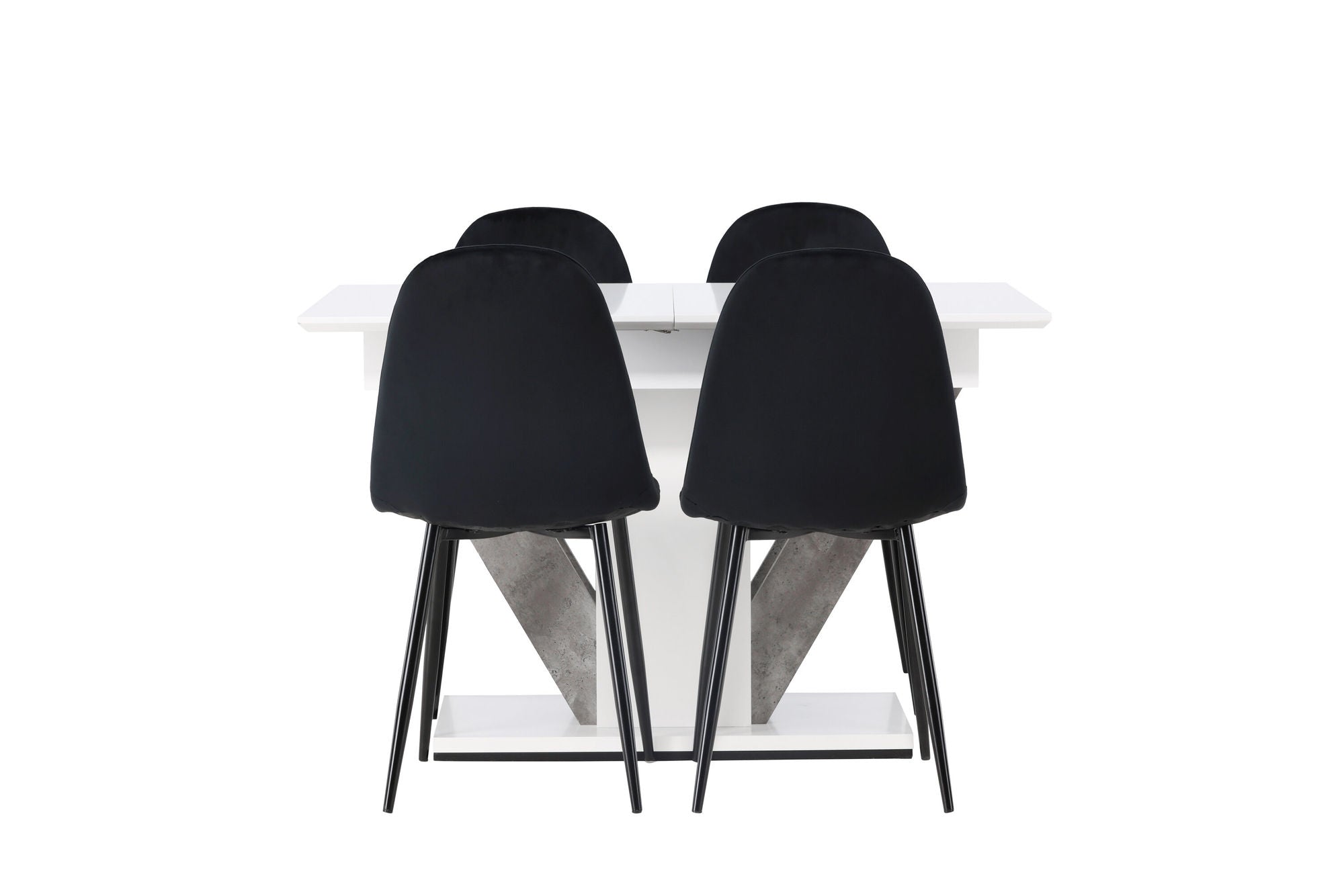 Venture Home Disa spisebord 120/160*80 - White / Grey MDF +Polar Spisebordsstol - Black legs / Black Velvet _4