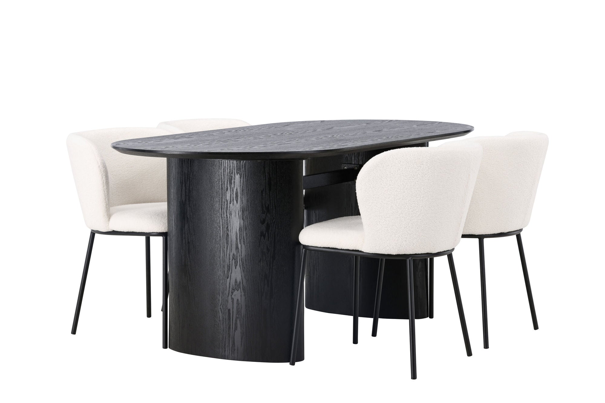 Venture Home Isolde spisebord 180*75 - Black / Black MDF +Edina Spisebordsstol - Black / White Boucle _4
