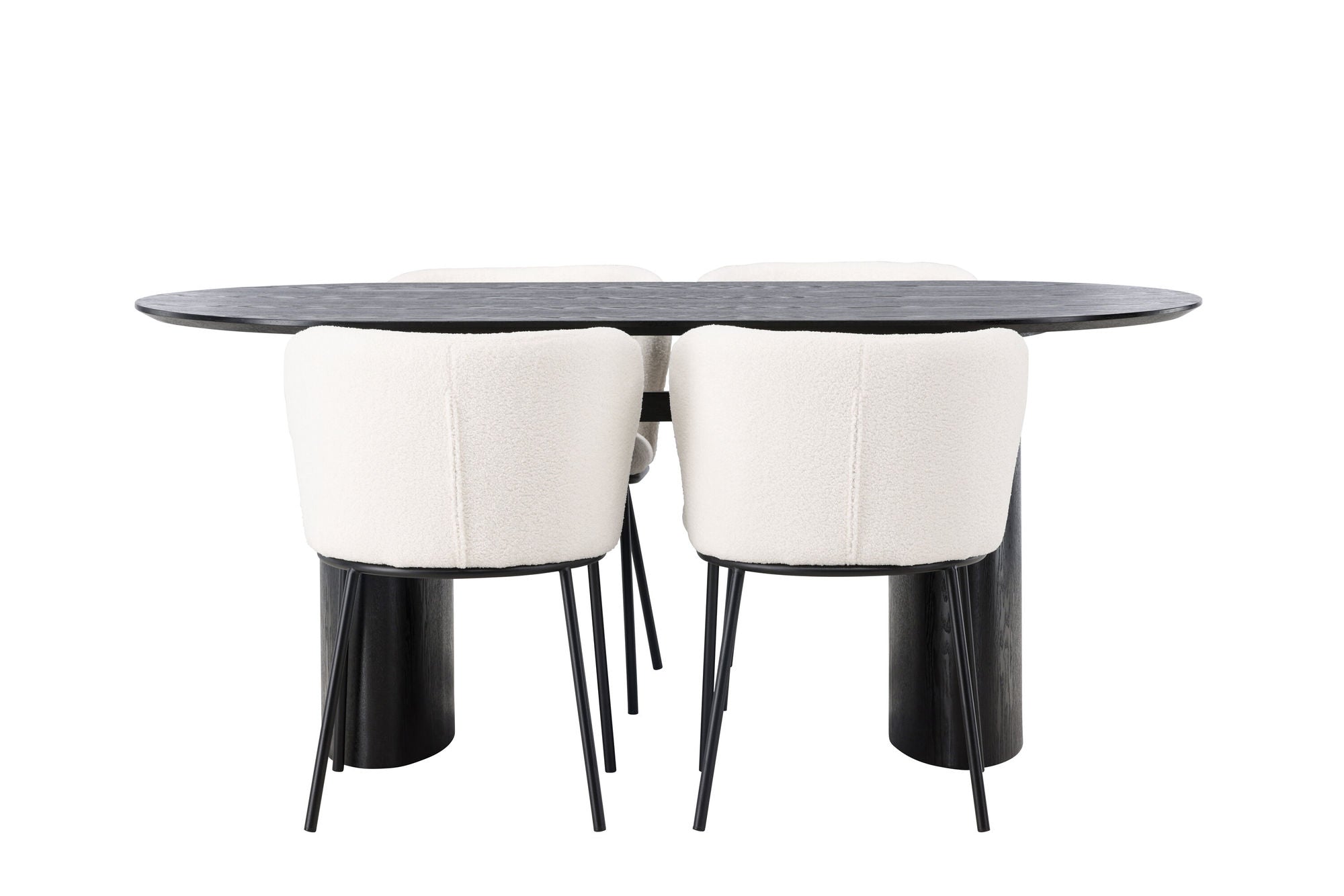 Venture Home Isolde spisebord 180*75 - Black / Black MDF +Edina Spisebordsstol - Black / White Boucle _4