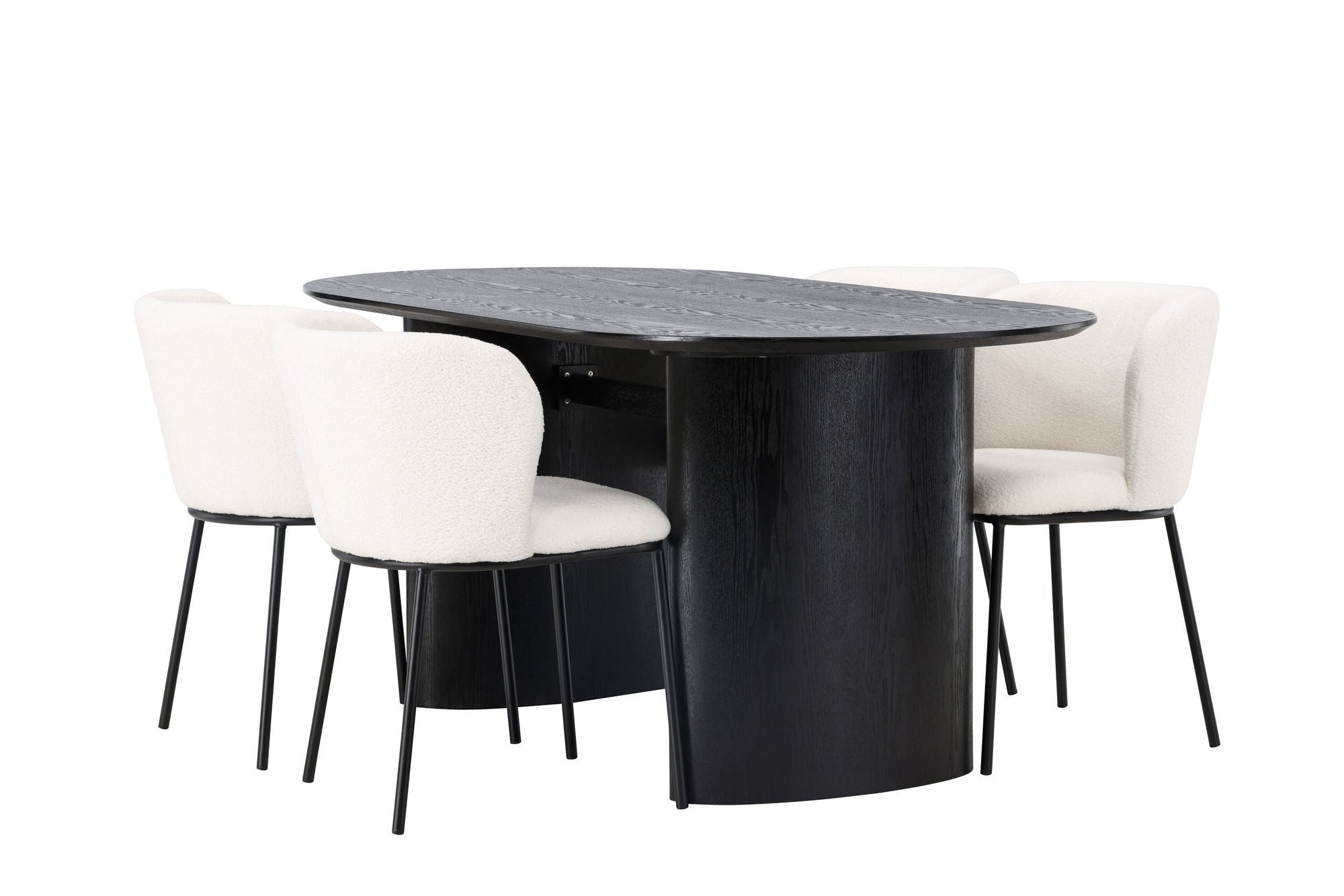 Venture Home Isolde spisebord 180*75 - Black / Black MDF +Edina Spisebordsstol - Black / White Boucle _4