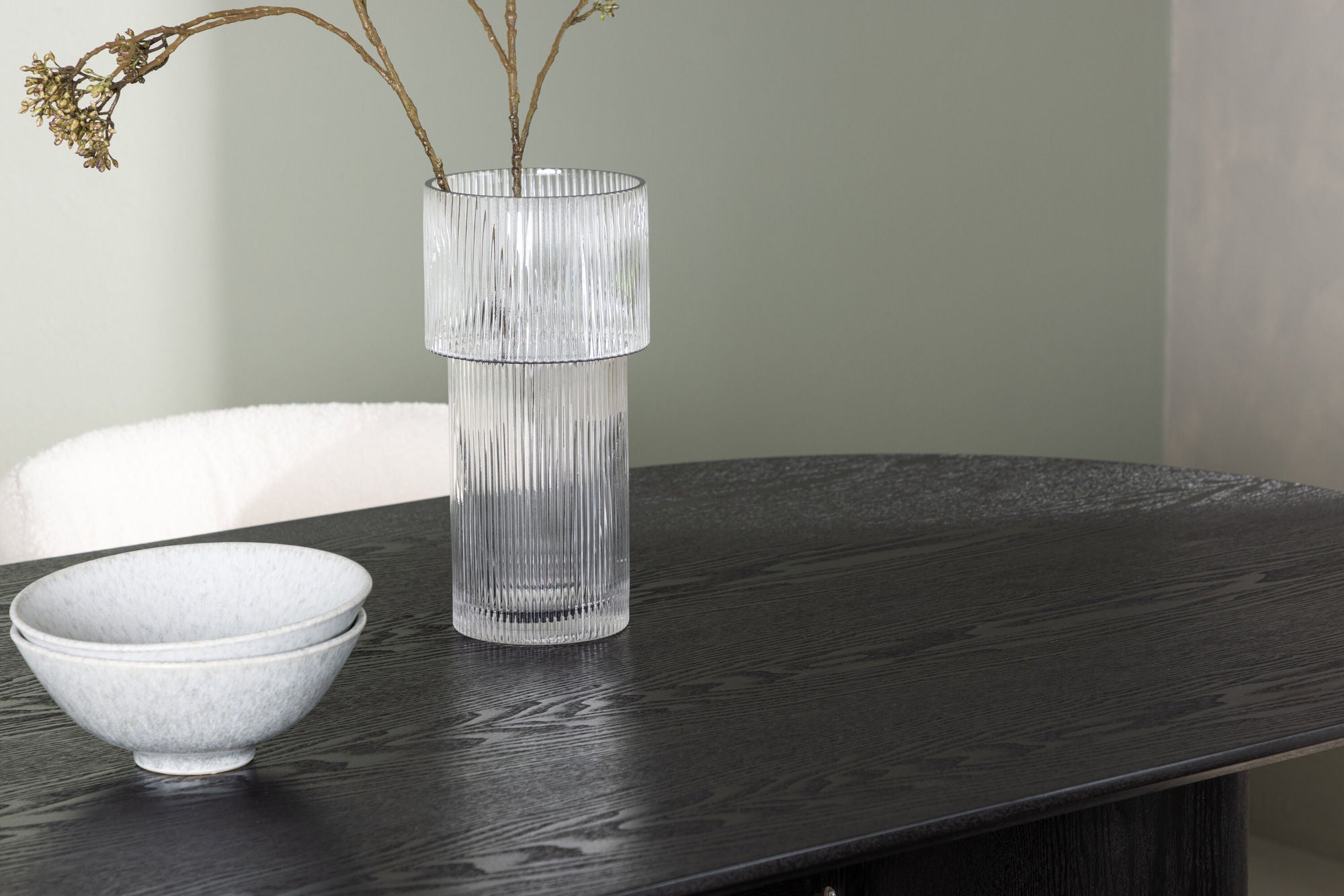Venture Home Isolde spisebord 180*75 - Black / Black MDF +Edina Spisebordsstol - Black / White Boucle _4
