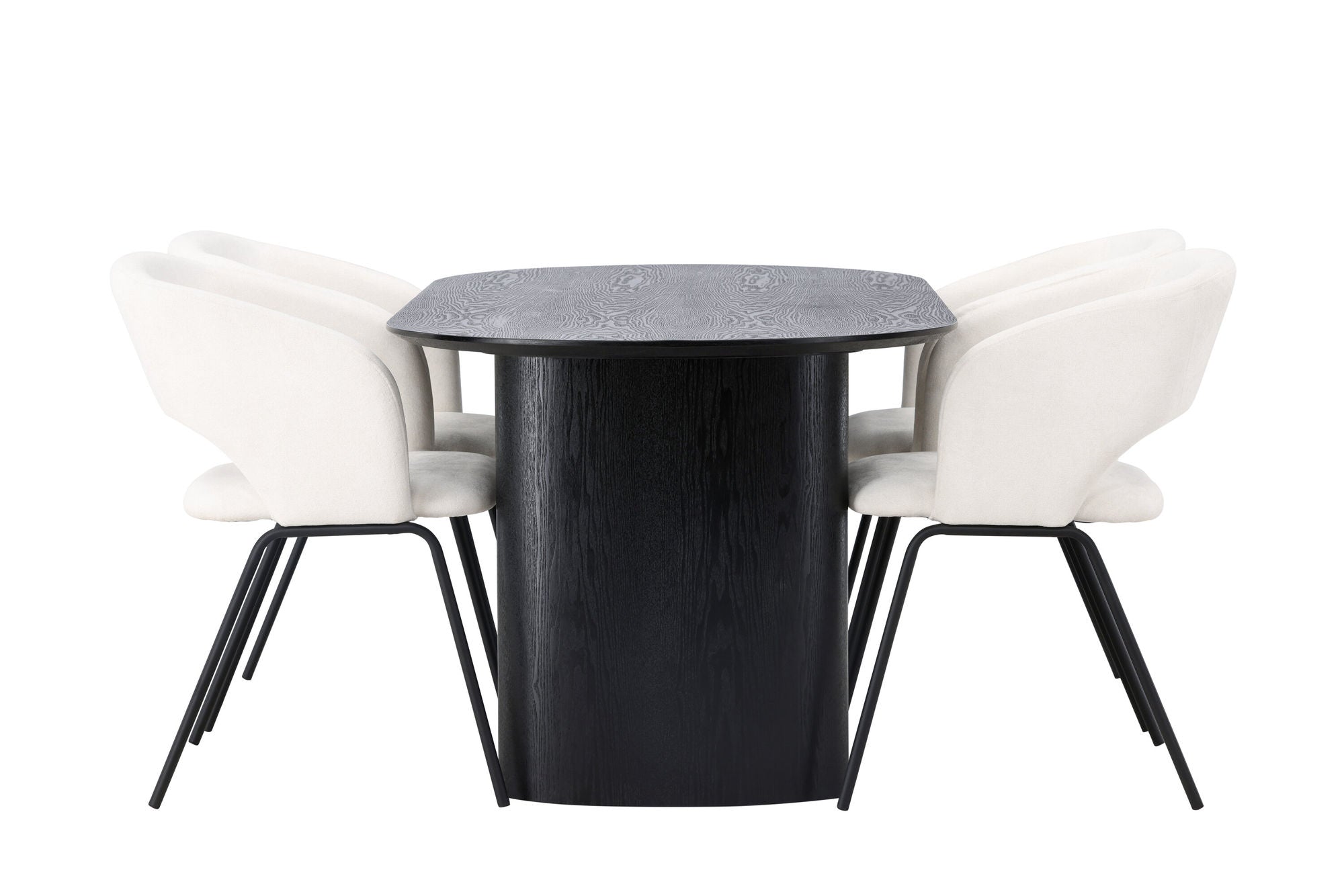 Venture Home Isolde spisebord 180*75 - Black / Black MDF +Day Spisebordsstol - Matte black / White Linen _4