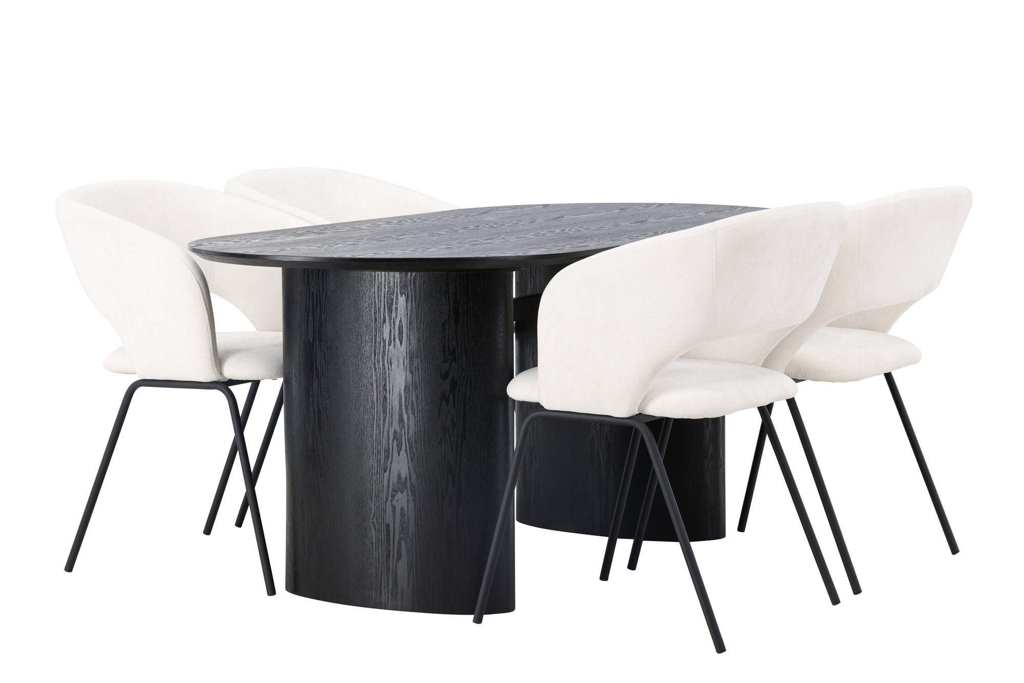 Venture Home Isolde spisebord 180*75 - Black / Black MDF +Day Spisebordsstol - Matte black / White Linen _4