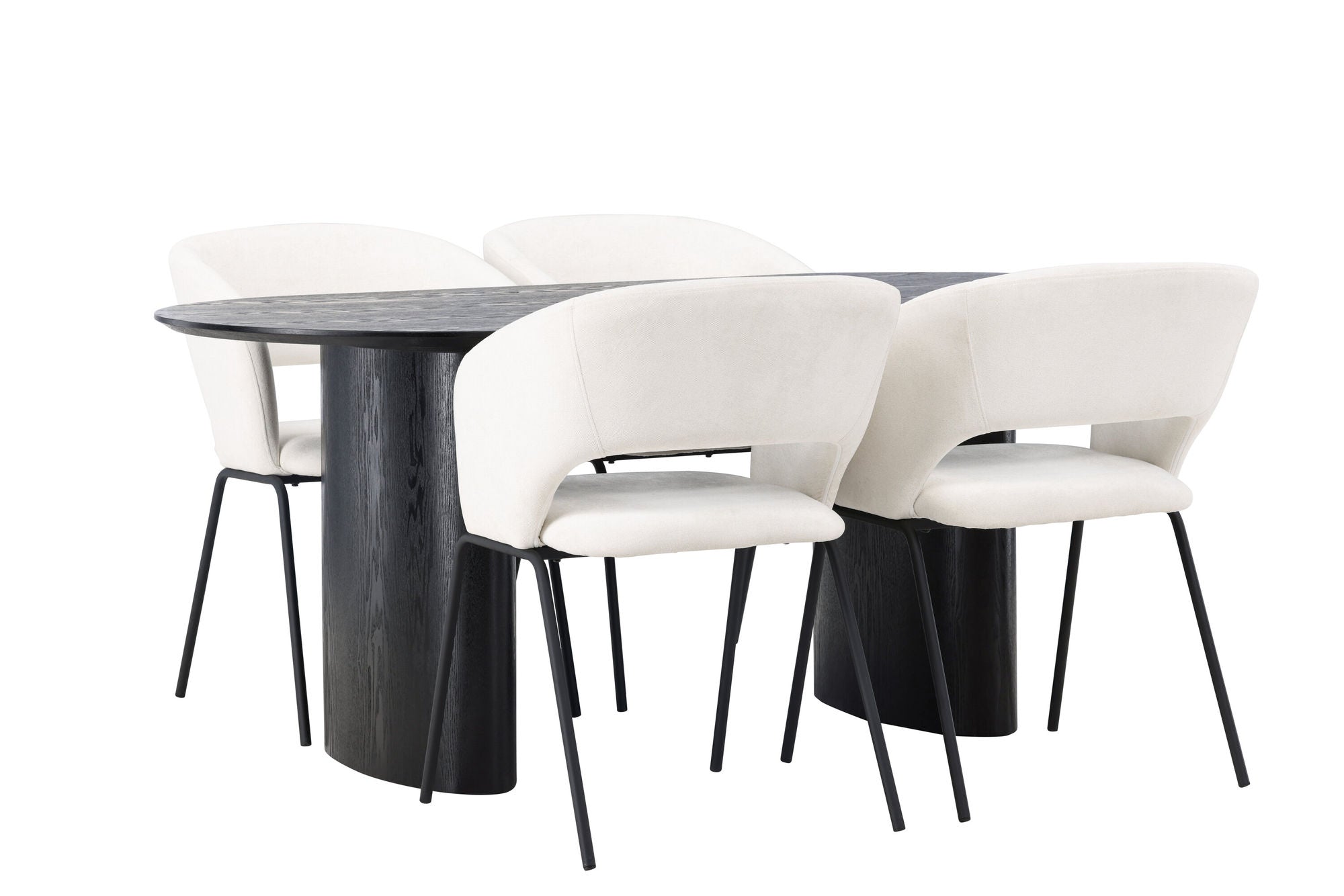 Venture Home Isolde spisebord 180*75 - Black / Black MDF +Day Spisebordsstol - Matte black / White Linen _4