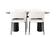 Venture Home Isolde spisebord 180*75 - Black / Black MDF +Day Spisebordsstol - Matte black / White Linen _4