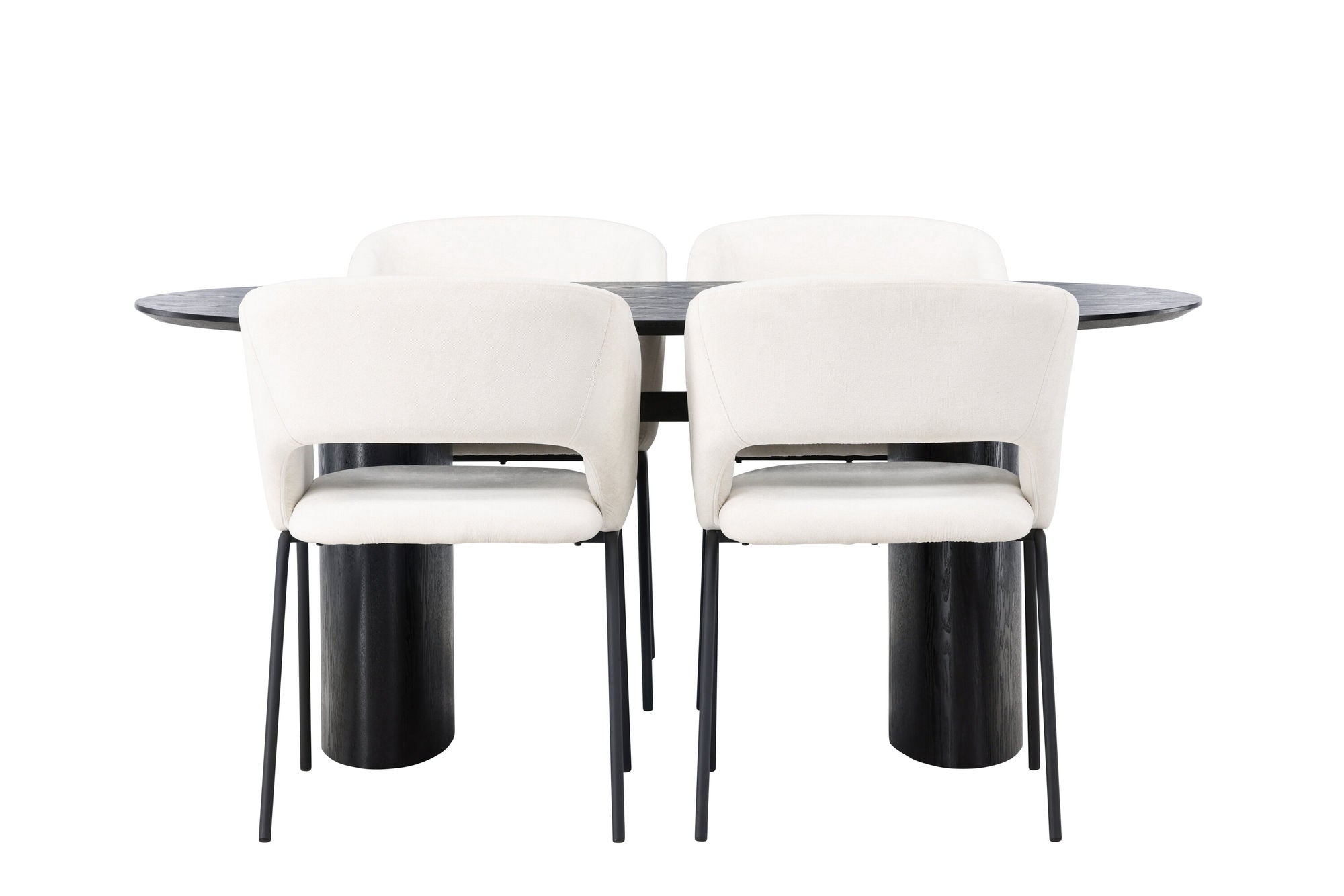 Venture Home Isolde spisebord 180*75 - Black / Black MDF +Day Spisebordsstol - Matte black / White Linen _4