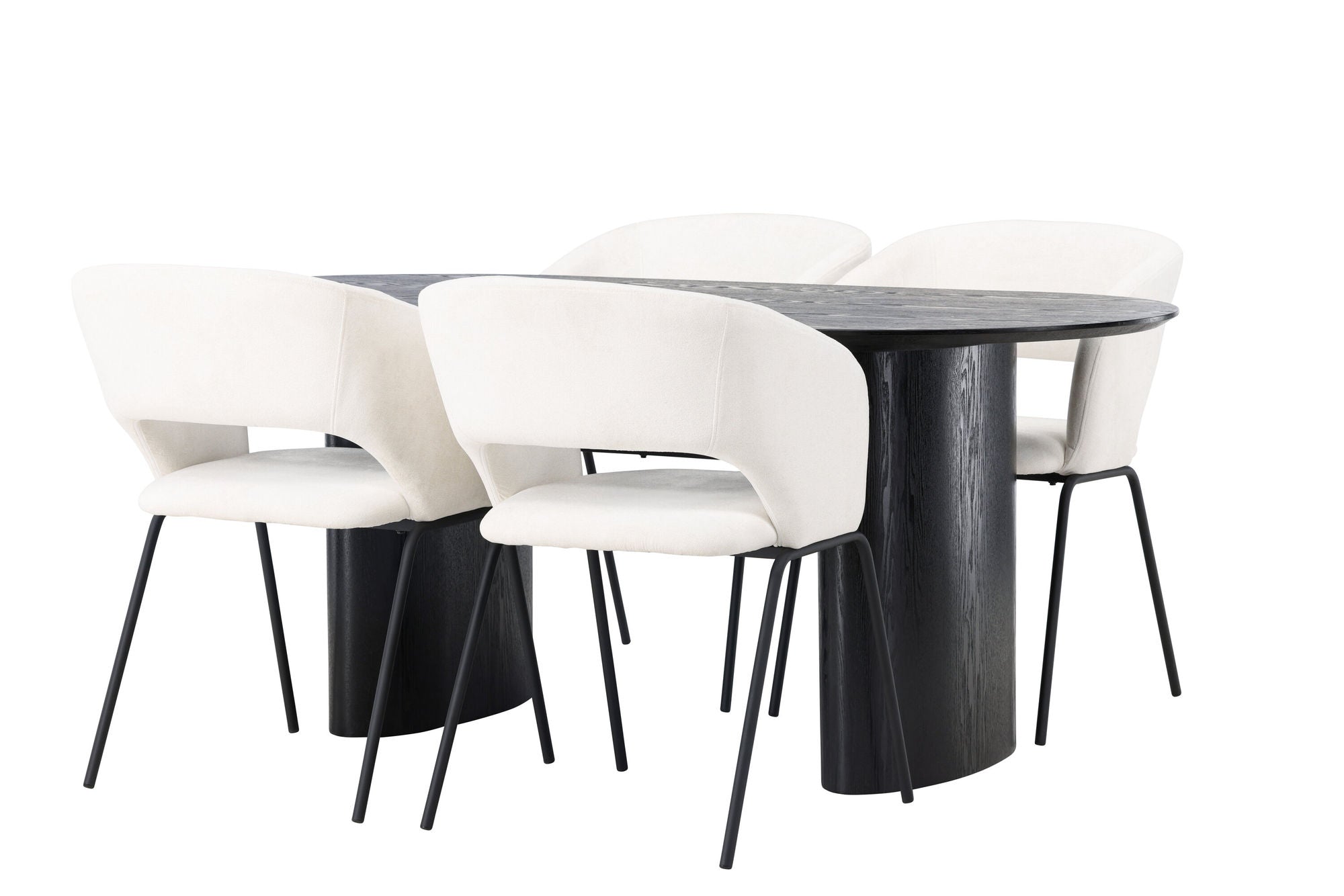 Venture Home Isolde spisebord 180*75 - Black / Black MDF +Day Spisebordsstol - Matte black / White Linen _4