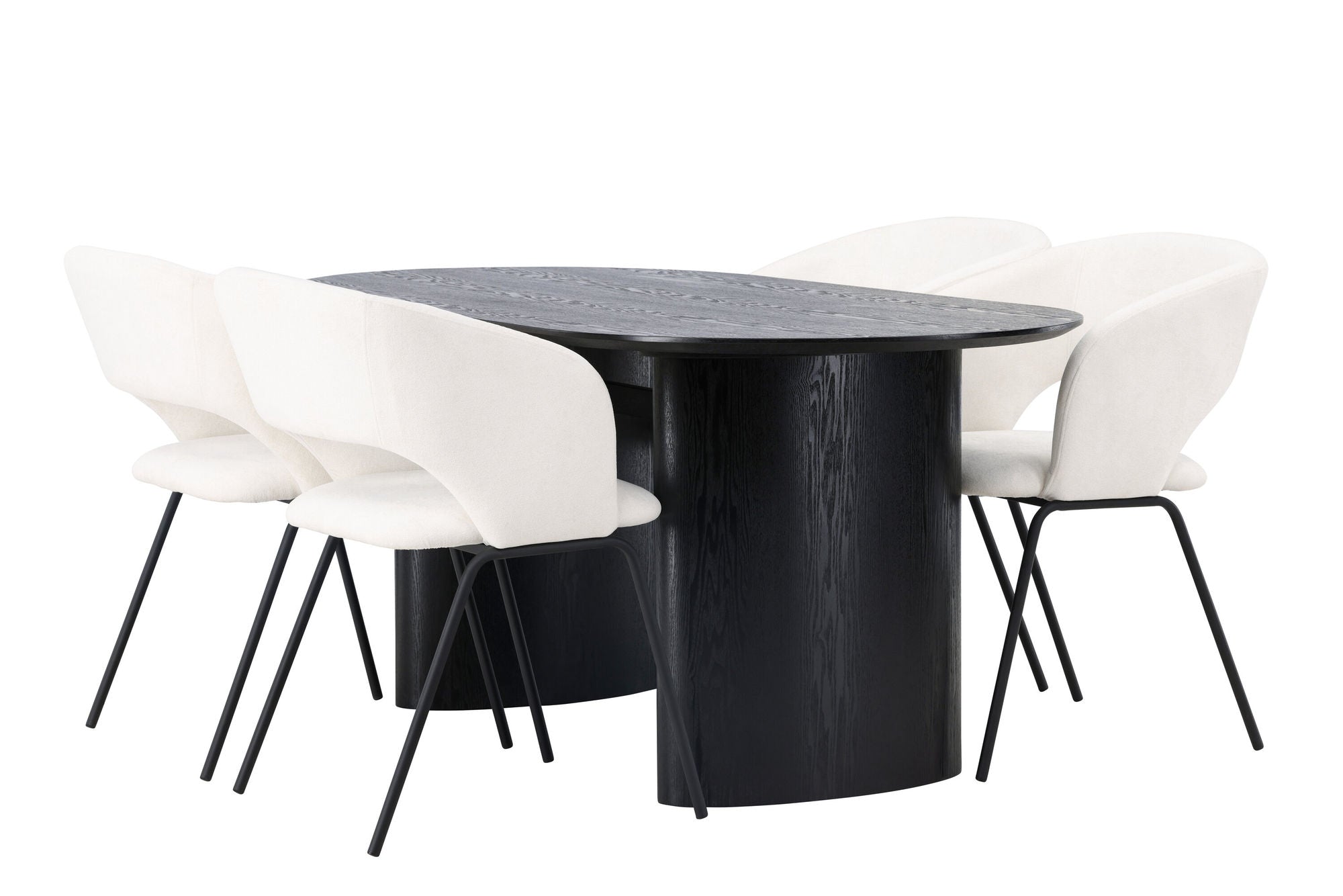 Venture Home Isolde spisebord 180*75 - Black / Black MDF +Day Spisebordsstol - Matte black / White Linen _4
