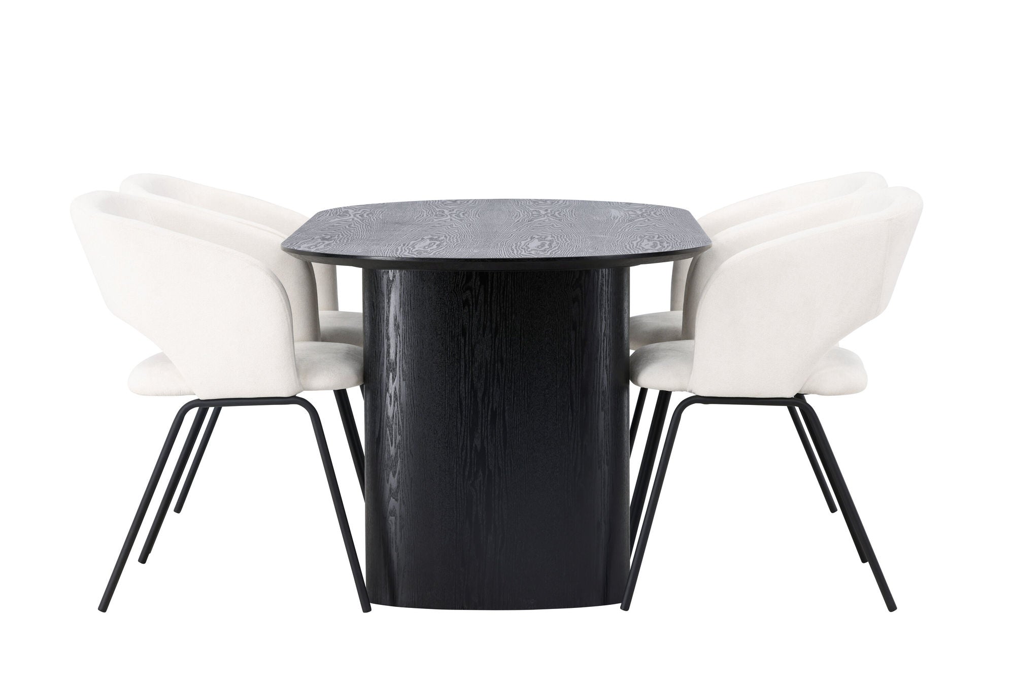 Venture Home Isolde spisebord 180*75 - Black / Black MDF +Day Spisebordsstol - Matte black / White Linen _4