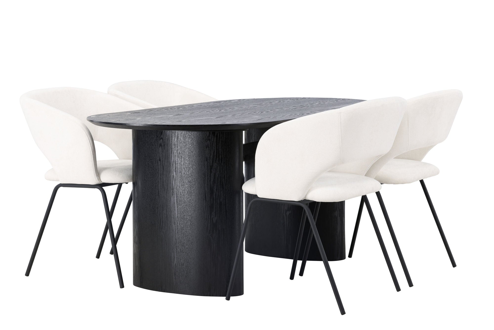 Venture Home Isolde spisebord 180*75 - Black / Black MDF +Day Spisebordsstol - Matte black / White Linen _4
