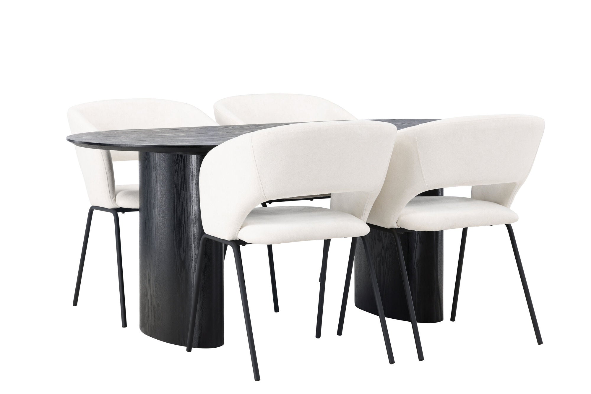Venture Home Isolde spisebord 180*75 - Black / Black MDF +Day Spisebordsstol - Matte black / White Linen _4