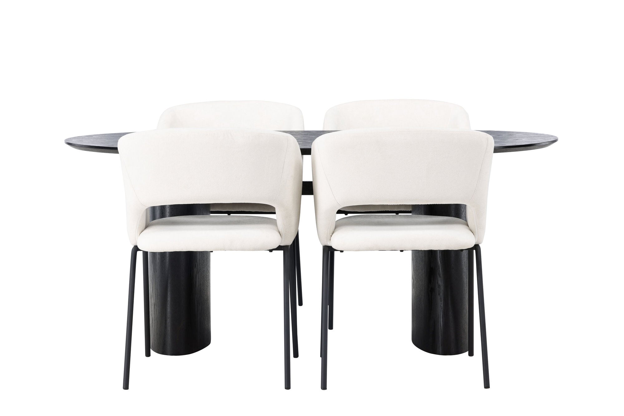 Venture Home Isolde spisebord 180*75 - Black / Black MDF +Day Spisebordsstol - Matte black / White Linen _4