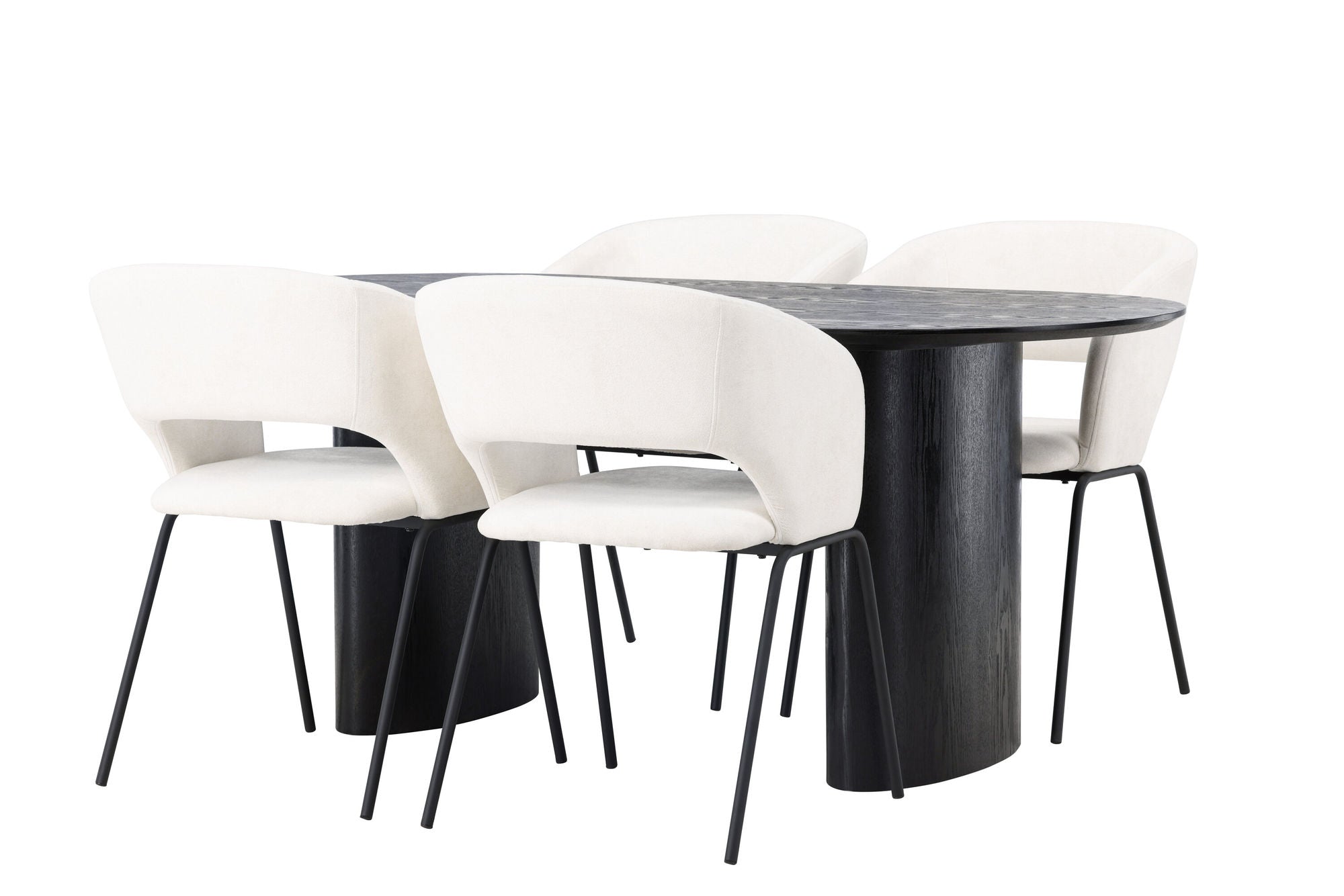 Venture Home Isolde spisebord 180*75 - Black / Black MDF +Day Spisebordsstol - Matte black / White Linen _4