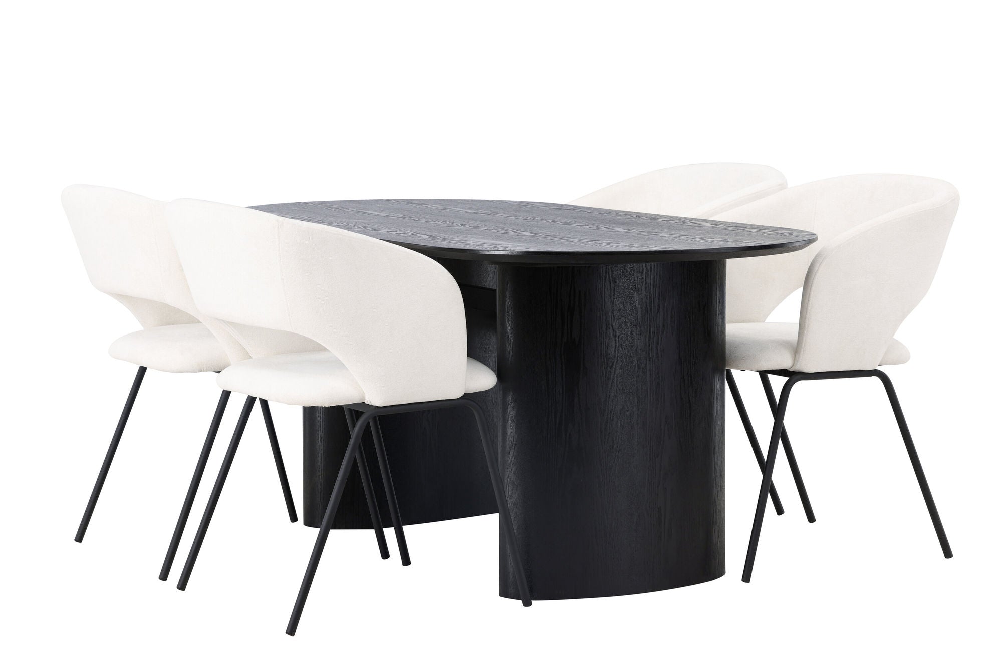 Venture Home Isolde spisebord 180*75 - Black / Black MDF +Day Spisebordsstol - Matte black / White Linen _4