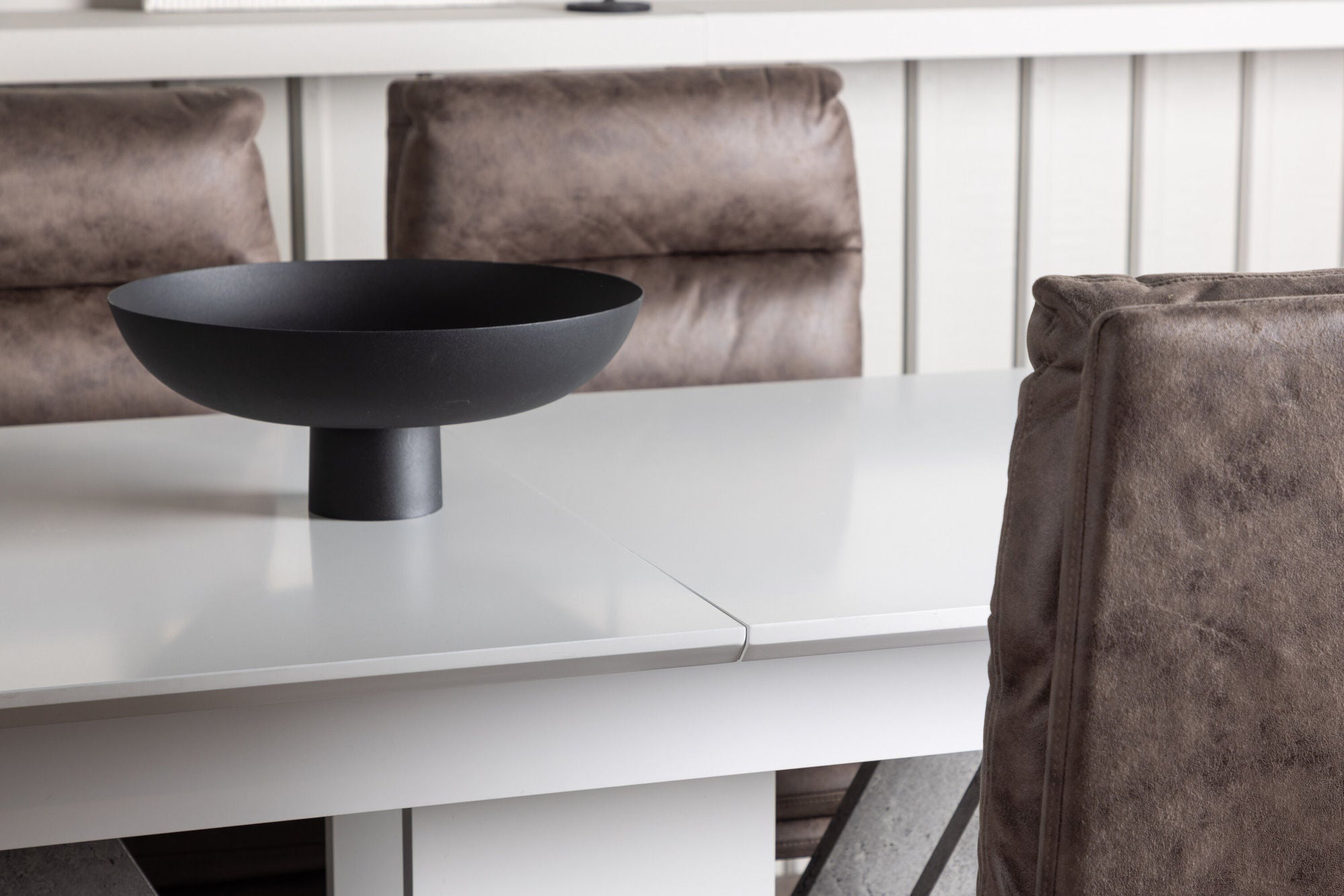 Venture Home Disa spisebord 120/160*80 - White / Grey MDF +Zizo Spisebordsstol - Black / Brown Microfiber fabric _4