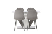 Venture Home Disa spisebord 120/160*80 - White / Grey MDF +Eva Spisebordsstol - Light grey / Light grey Velvet _4