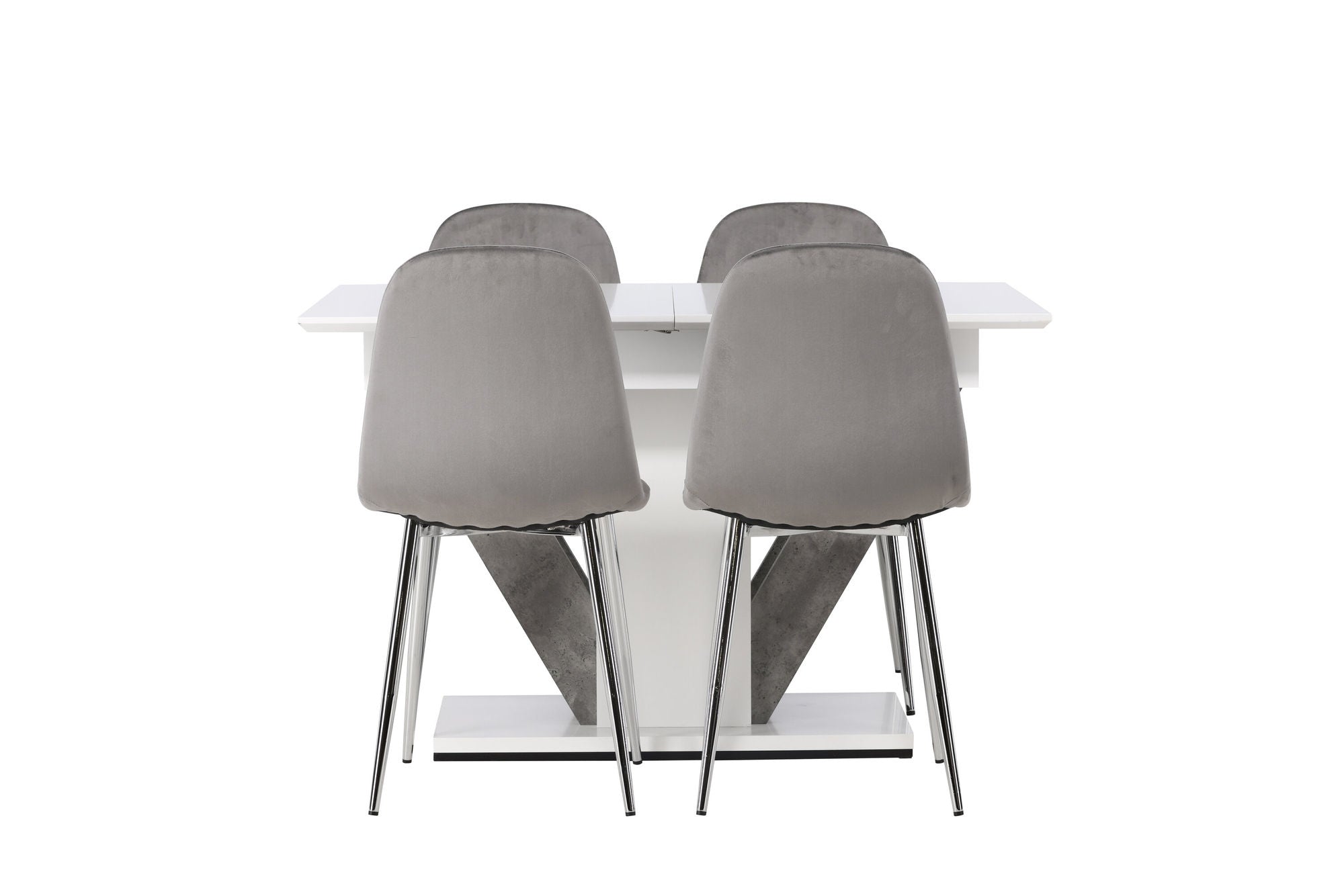 Venture Home Disa spisebord 120/160*80 - White / Grey MDF +Eva Spisebordsstol - Light grey / Light grey Velvet _4
