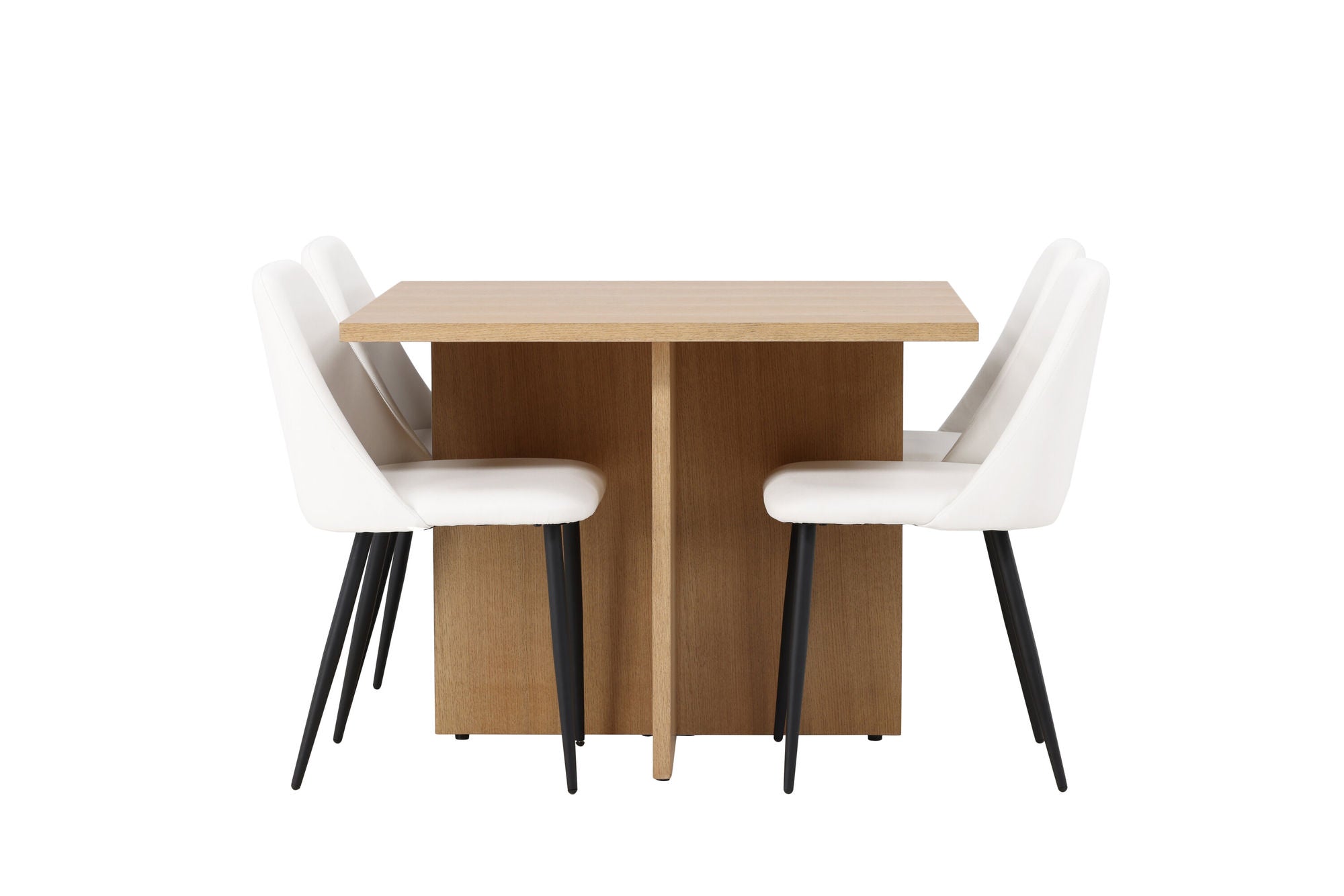Venture Home Leo spisebord 100*75 - Oaklook / Oaklook MDF +Night Spisebordsstol - Black / White PU _4
