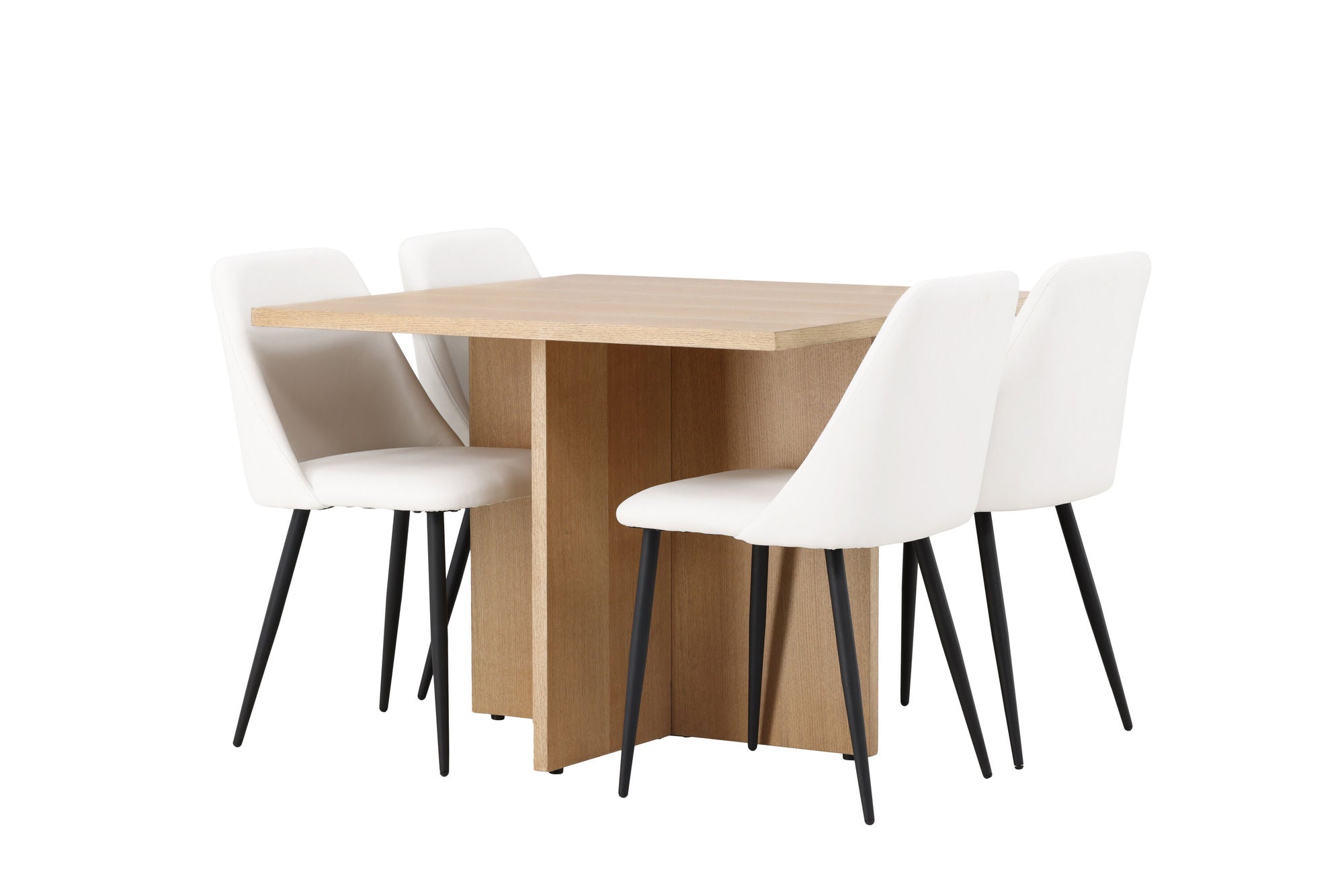 Venture Home Leo spisebord 100*75 - Oaklook / Oaklook MDF +Night Spisebordsstol - Black / White PU _4