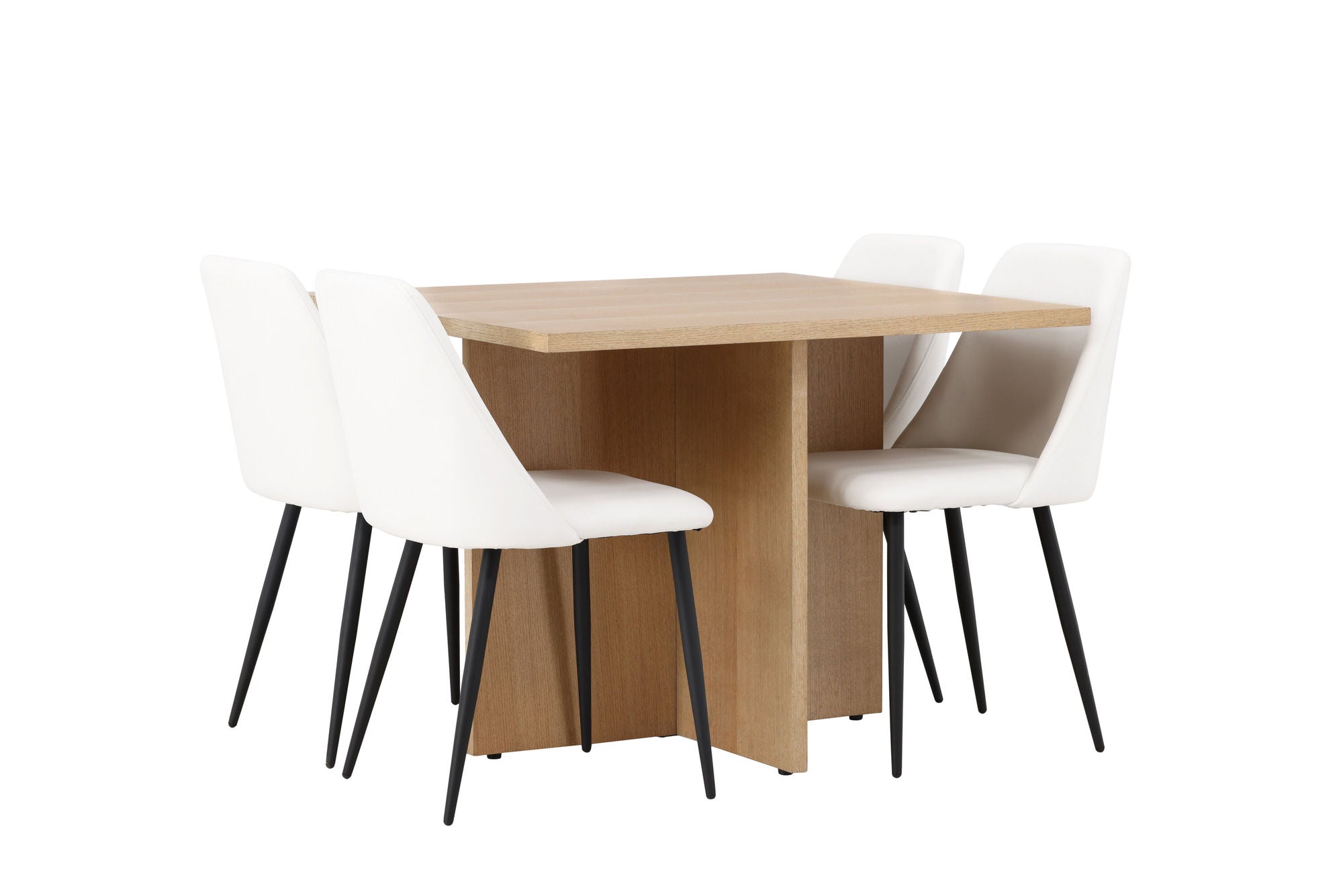 Venture Home Leo spisebord 100*75 - Oaklook / Oaklook MDF +Night Spisebordsstol - Black / White PU _4