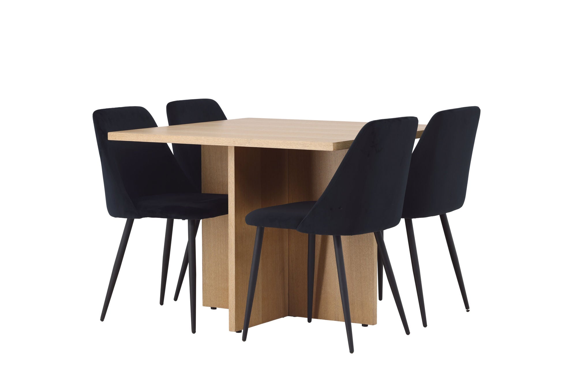 Venture Home Leo spisebord 100*75 - Oaklook / Oaklook MDF +Night Spisebordsstol - Black / Black Velvet _4