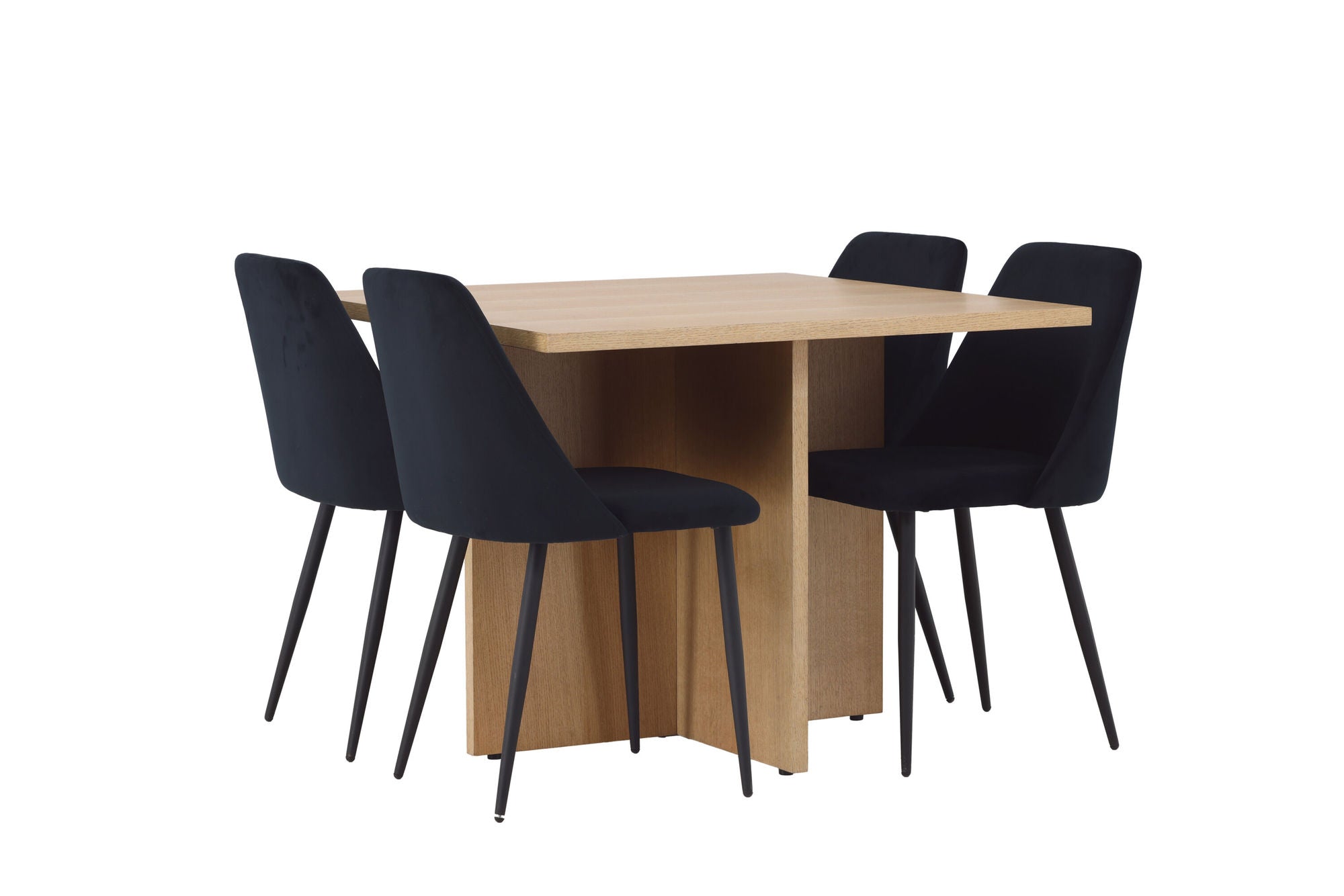 Venture Home Leo spisebord 100*75 - Oaklook / Oaklook MDF +Night Spisebordsstol - Black / Black Velvet _4