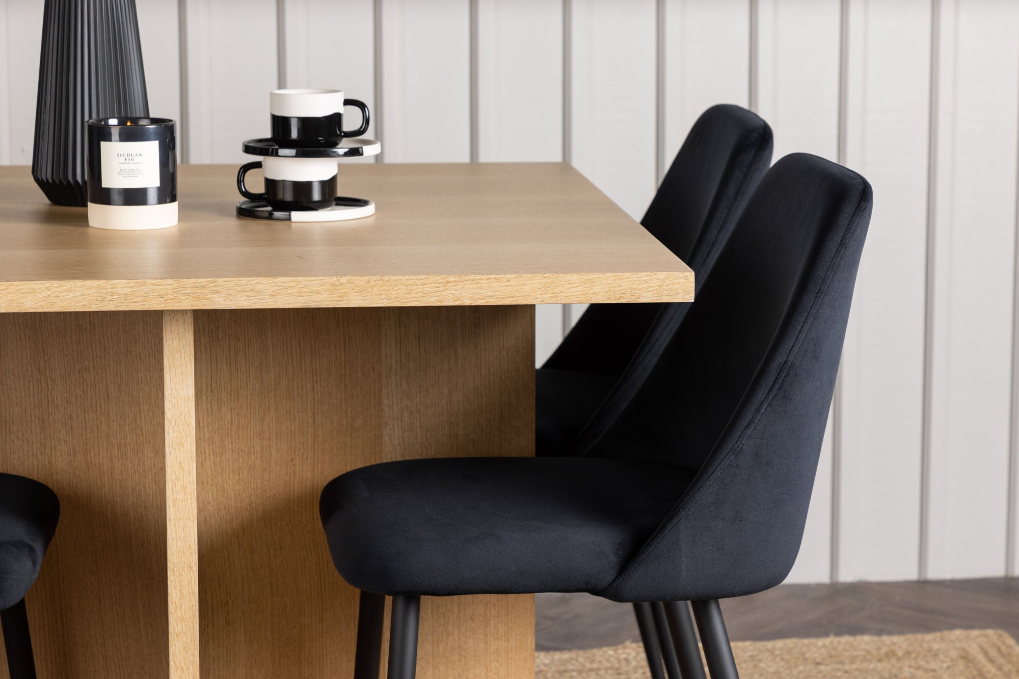 Venture Home Leo spisebord 100*75 - Oaklook / Oaklook MDF +Night Spisebordsstol - Black / Black Velvet _4