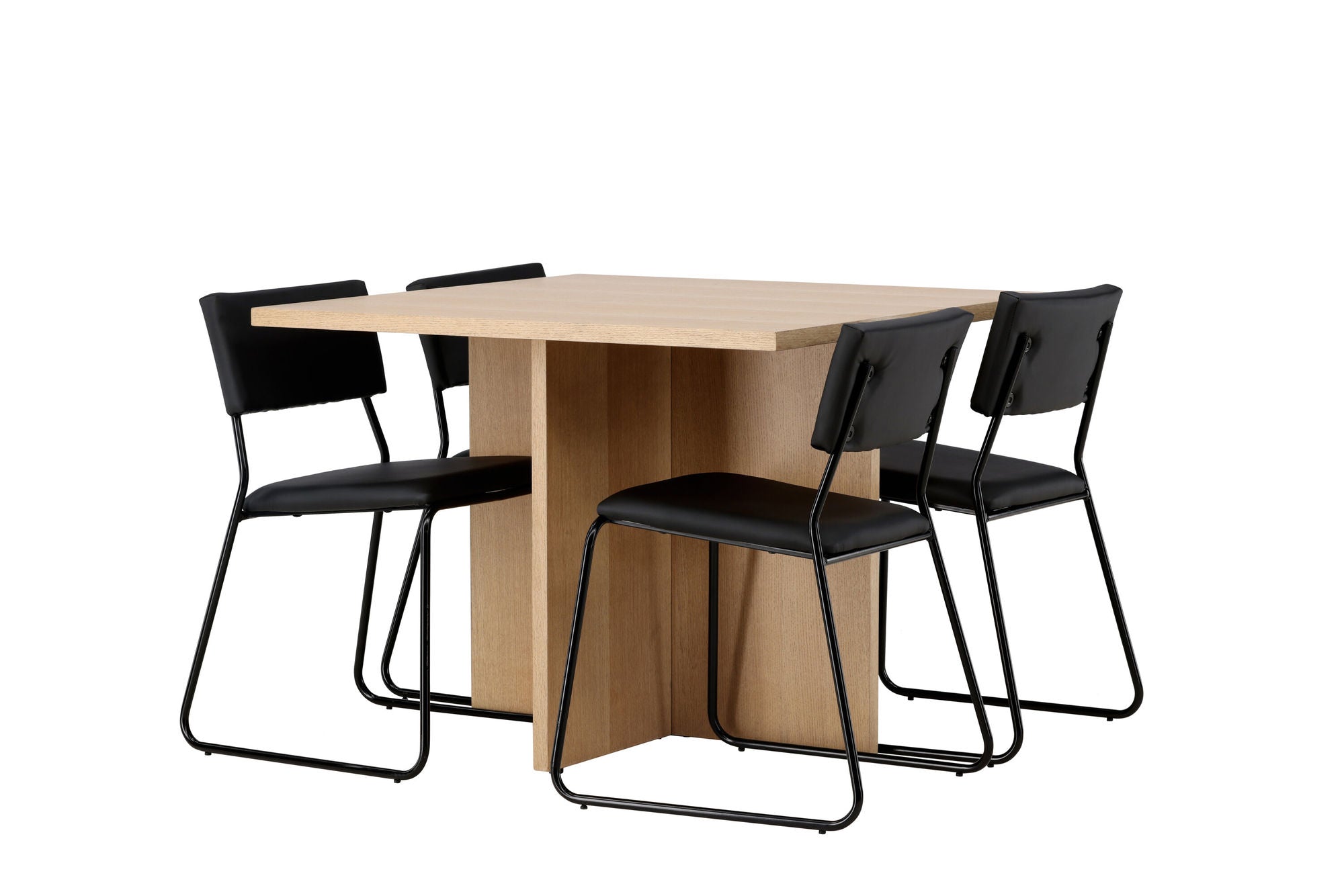 Venture Home Leo spisebord 100*75 - Oaklook / Oaklook MDF +Kenth stol - Black / Black PU _4