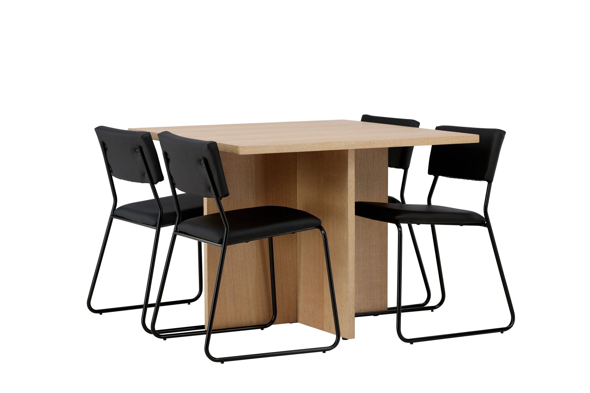 Venture Home Leo spisebord 100*75 - Oaklook / Oaklook MDF +Kenth stol - Black / Black PU _4