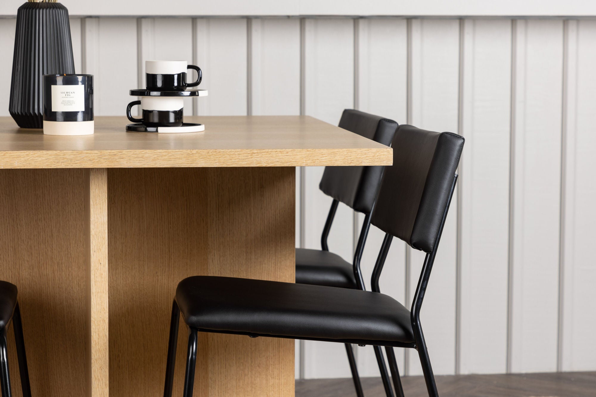 Venture Home Leo spisebord 100*75 - Oaklook / Oaklook MDF +Kenth stol - Black / Black PU _4