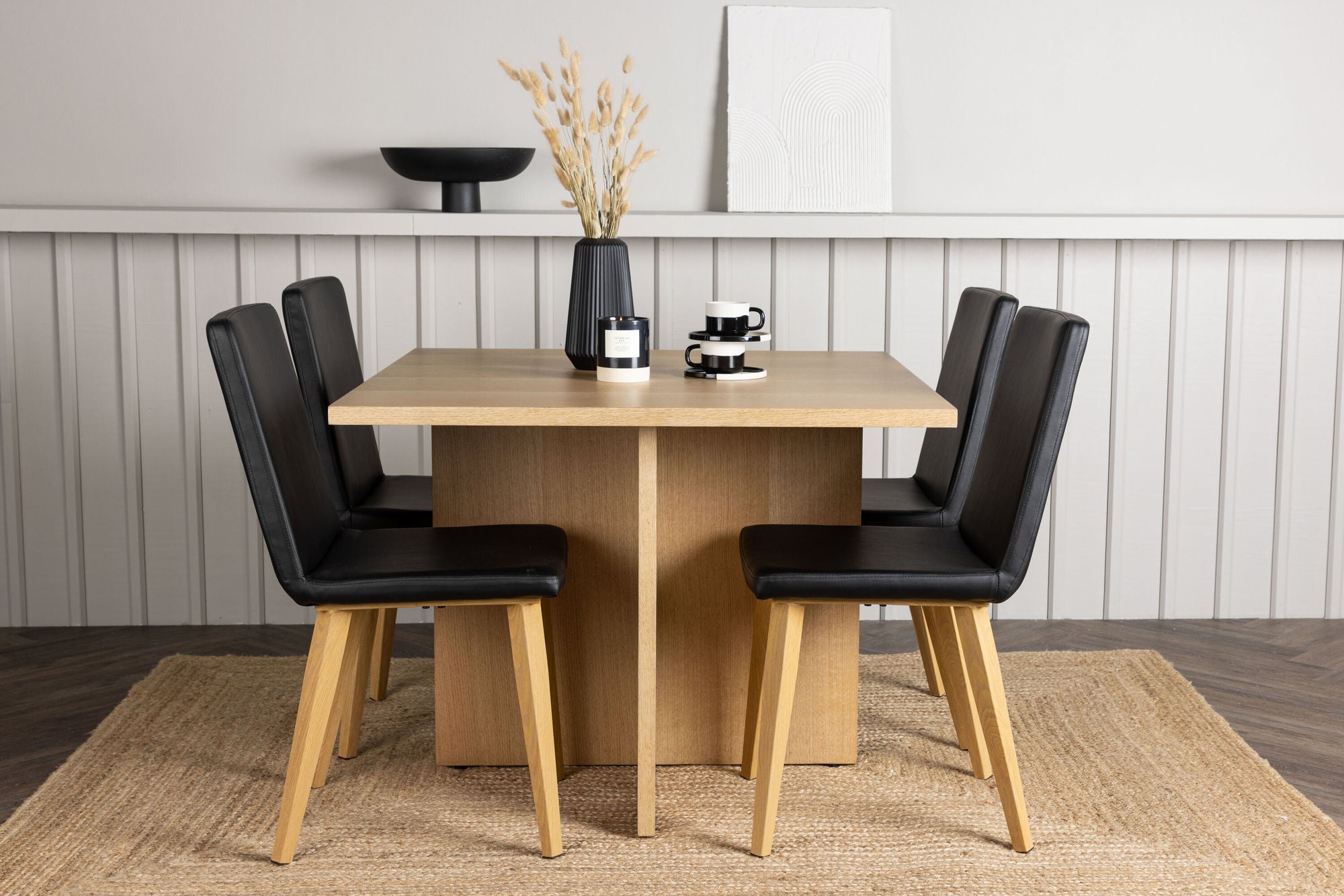 Venture Home Leo spisebord 100*75 - Oaklook / Oaklook MDF +Today Spisebordsstol - Nature / Black PU _4