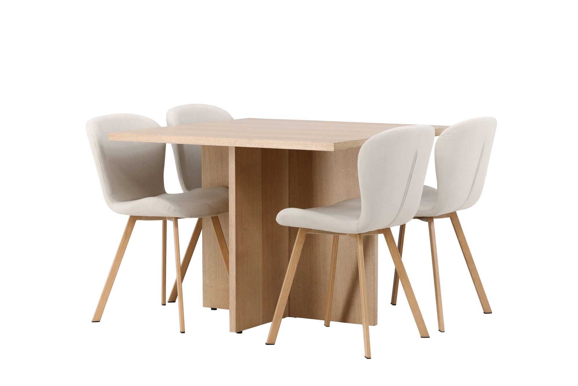 Venture Home Leo spisebord 100*75 - Oaklook / Oaklook MDF +Lilja Spisebordsstol - Oaklook / Beige Fabric _4