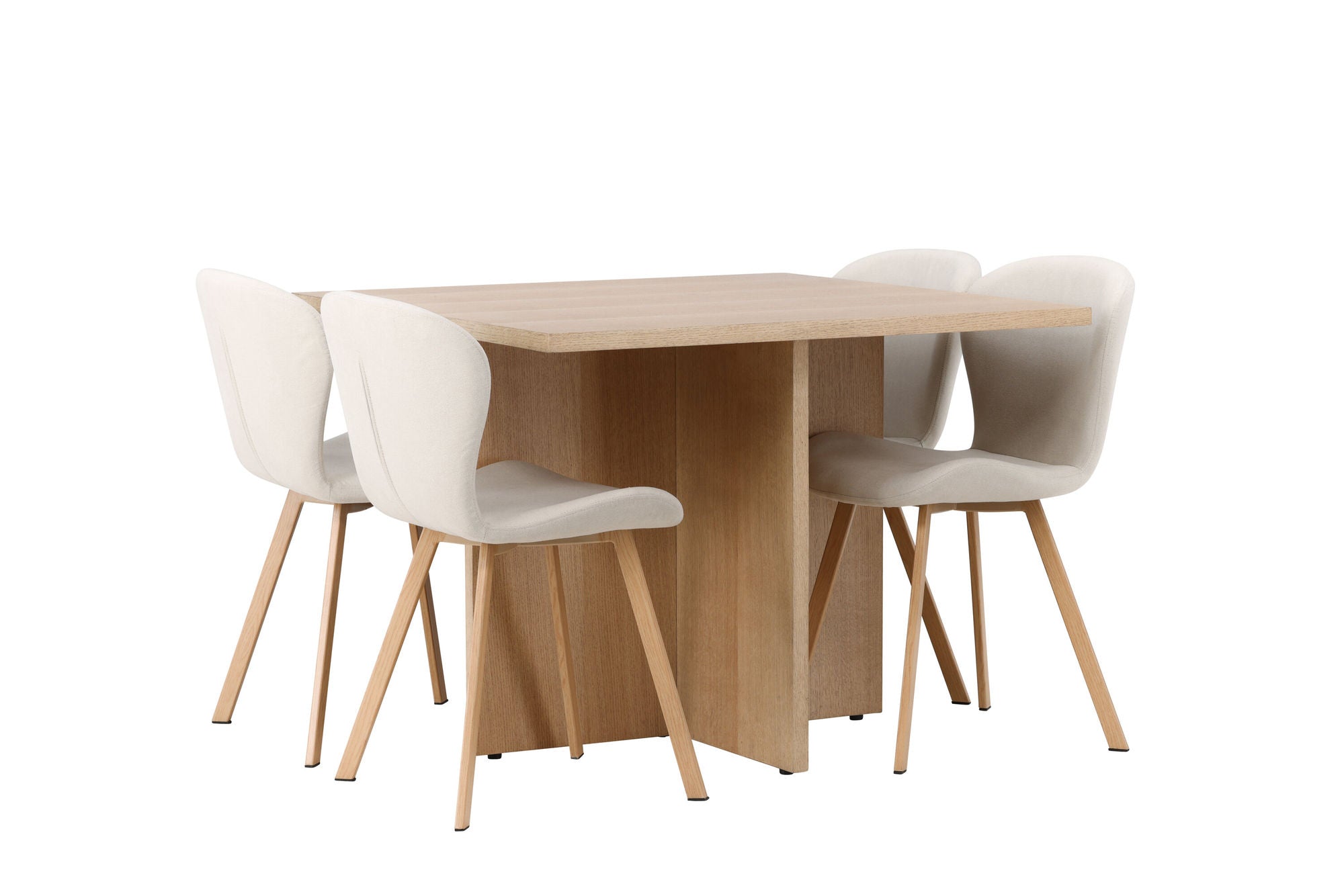 Venture Home Leo spisebord 100*75 - Oaklook / Oaklook MDF +Lilja Spisebordsstol - Oaklook / Beige Fabric _4