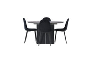 Venture Home Matilda spisebord φ130 - Black / Black MDF with veneer +Polar Spisebordsstol - Black legs / Black Velvet _4