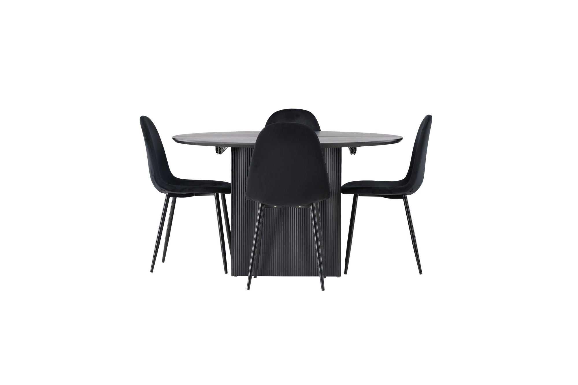 Venture Home Matilda spisebord φ130 - Black / Black MDF with veneer +Polar Spisebordsstol - Black legs / Black Velvet _4