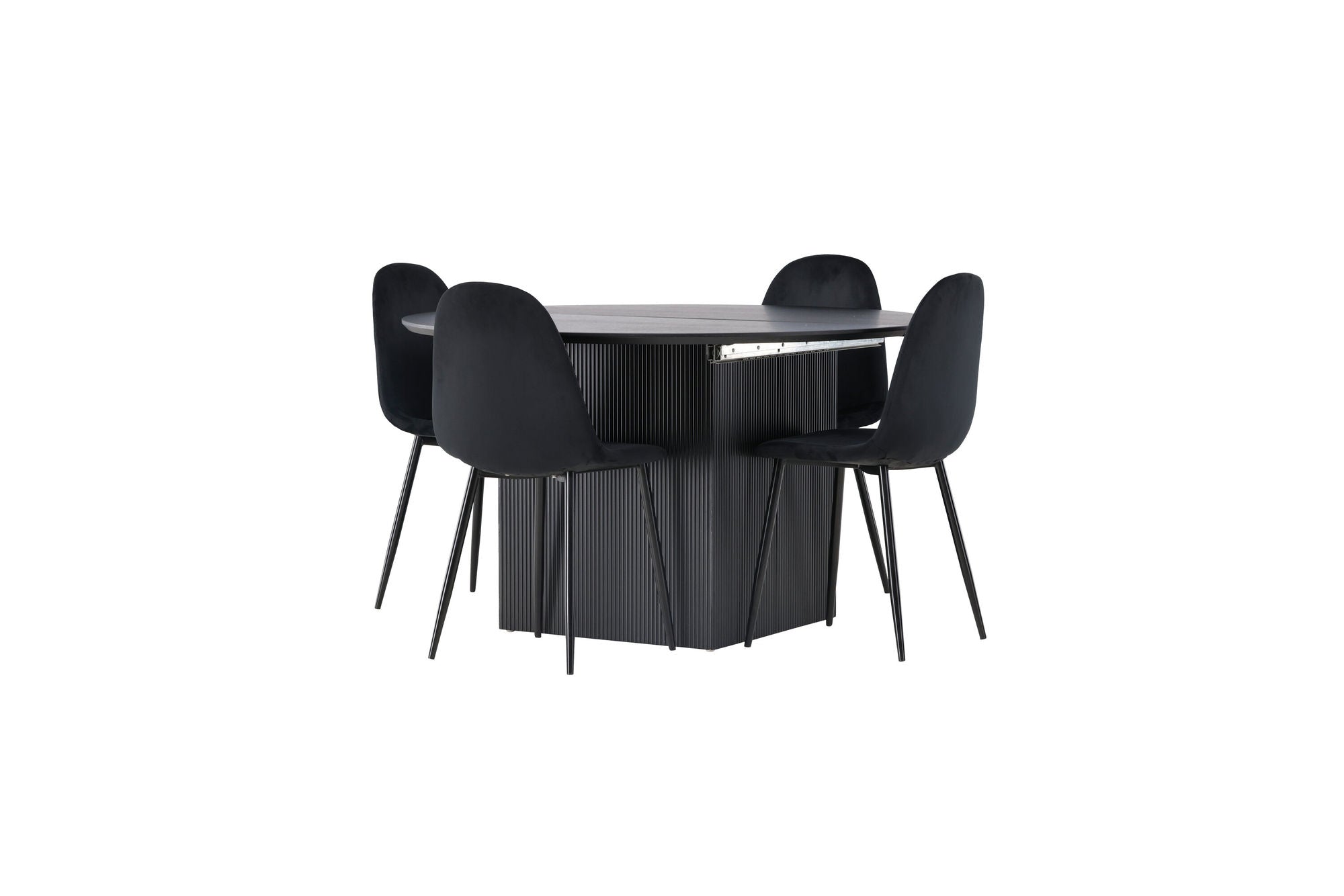 Venture Home Matilda spisebord φ130 - Black / Black MDF with veneer +Polar Spisebordsstol - Black legs / Black Velvet _4