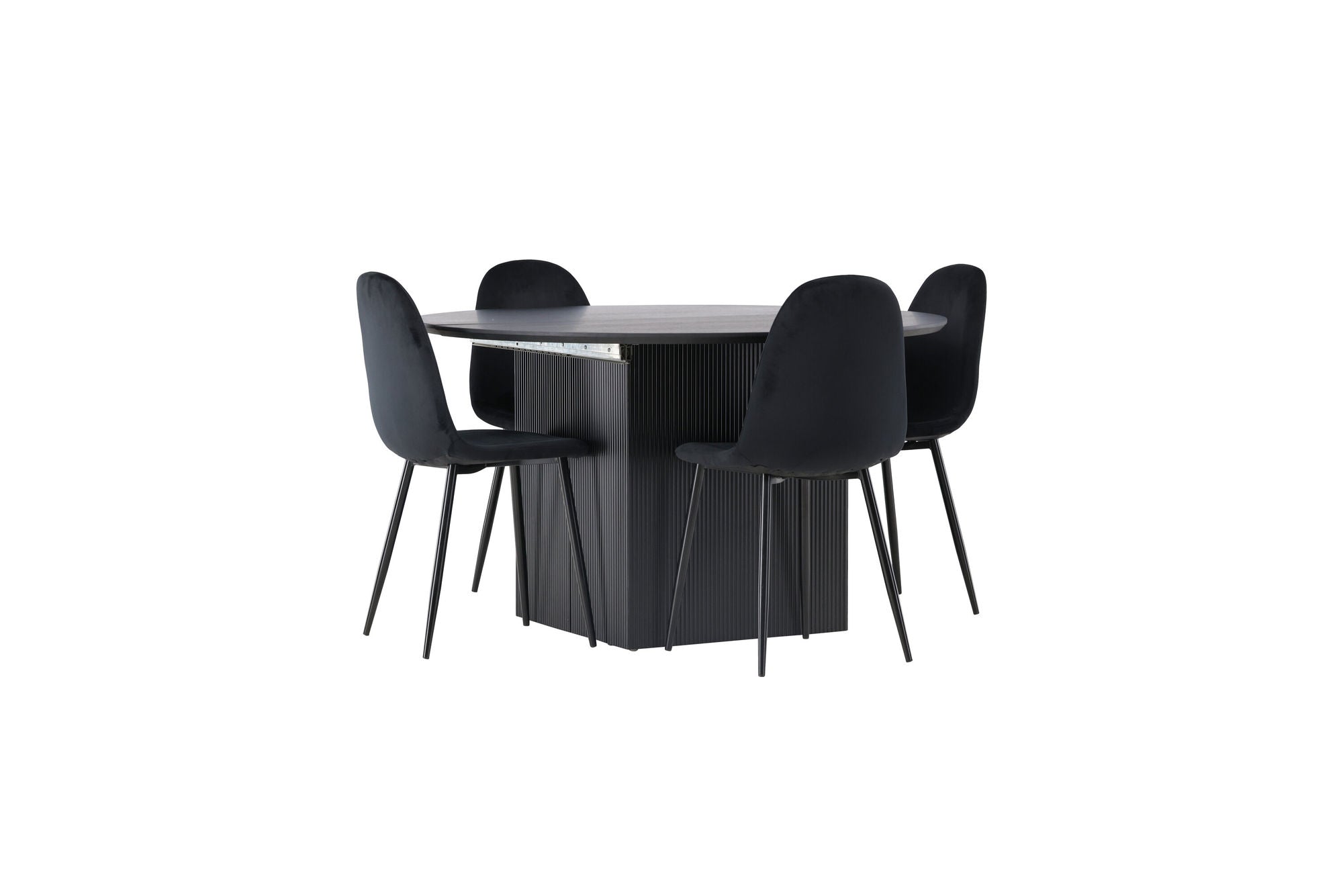 Venture Home Matilda spisebord φ130 - Black / Black MDF with veneer +Polar Spisebordsstol - Black legs / Black Velvet _4