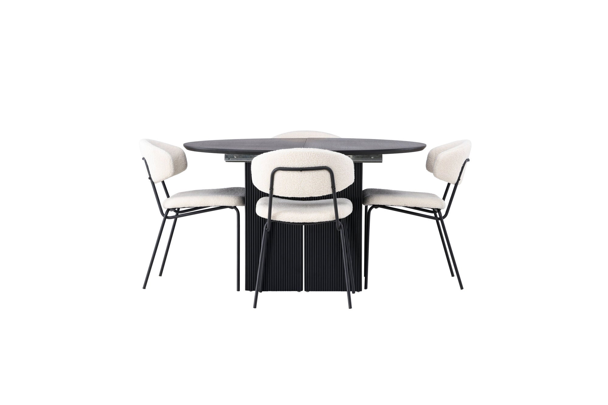 Venture Home Matilda spisebord φ130 - Black / Black MDF with veneer +Chico Spisebordsstol - Black / White Boucle _4