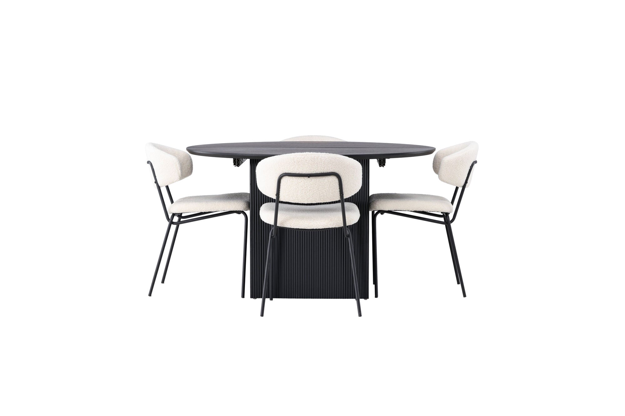 Venture Home Matilda spisebord φ130 - Black / Black MDF with veneer +Chico Spisebordsstol - Black / White Boucle _4