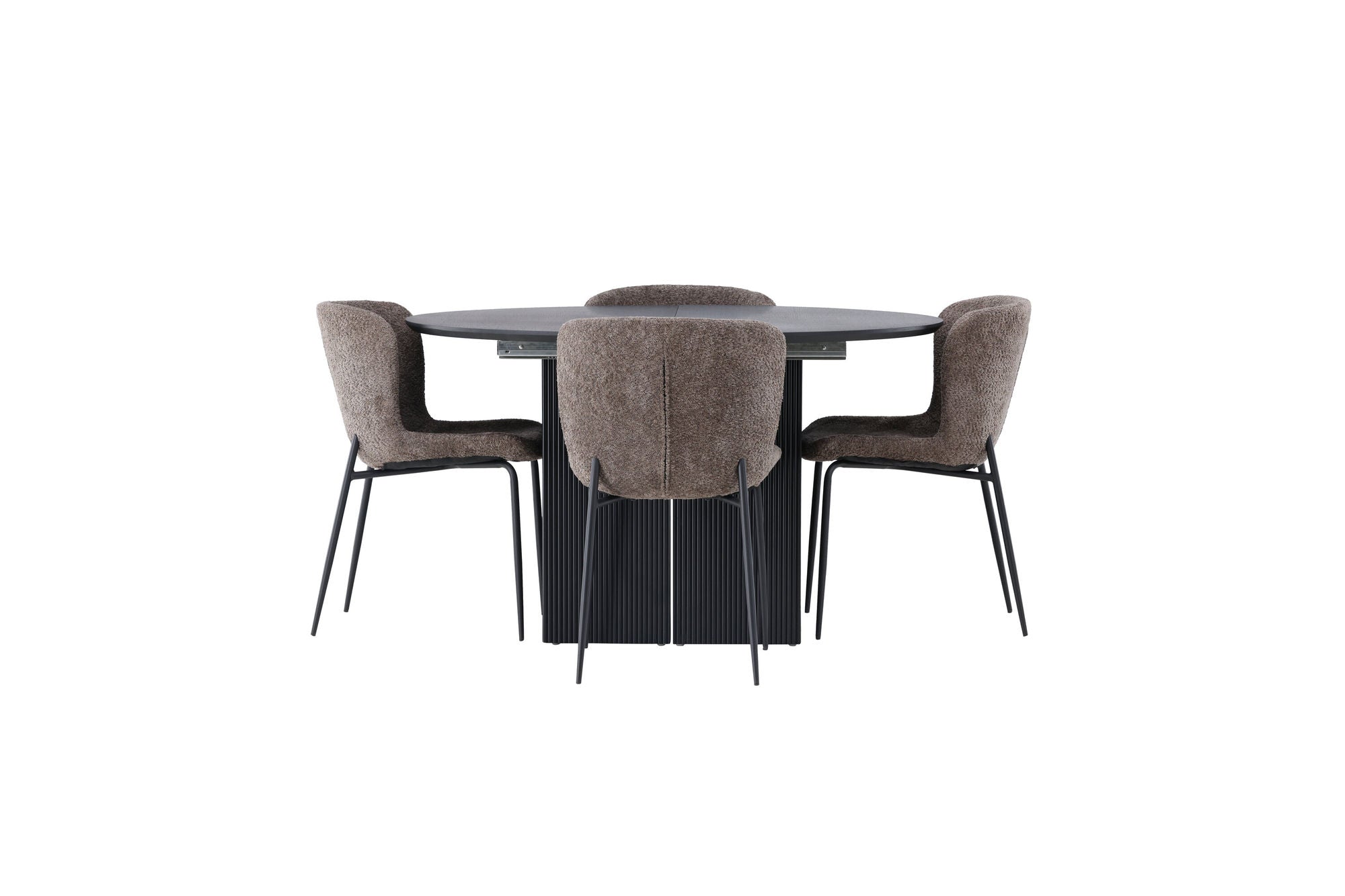 Venture Home Matilda spisebord φ130 - Black / Black MDF with veneer +Modesto Spisebordsstol - Grey / Smoked Black Boucle _4