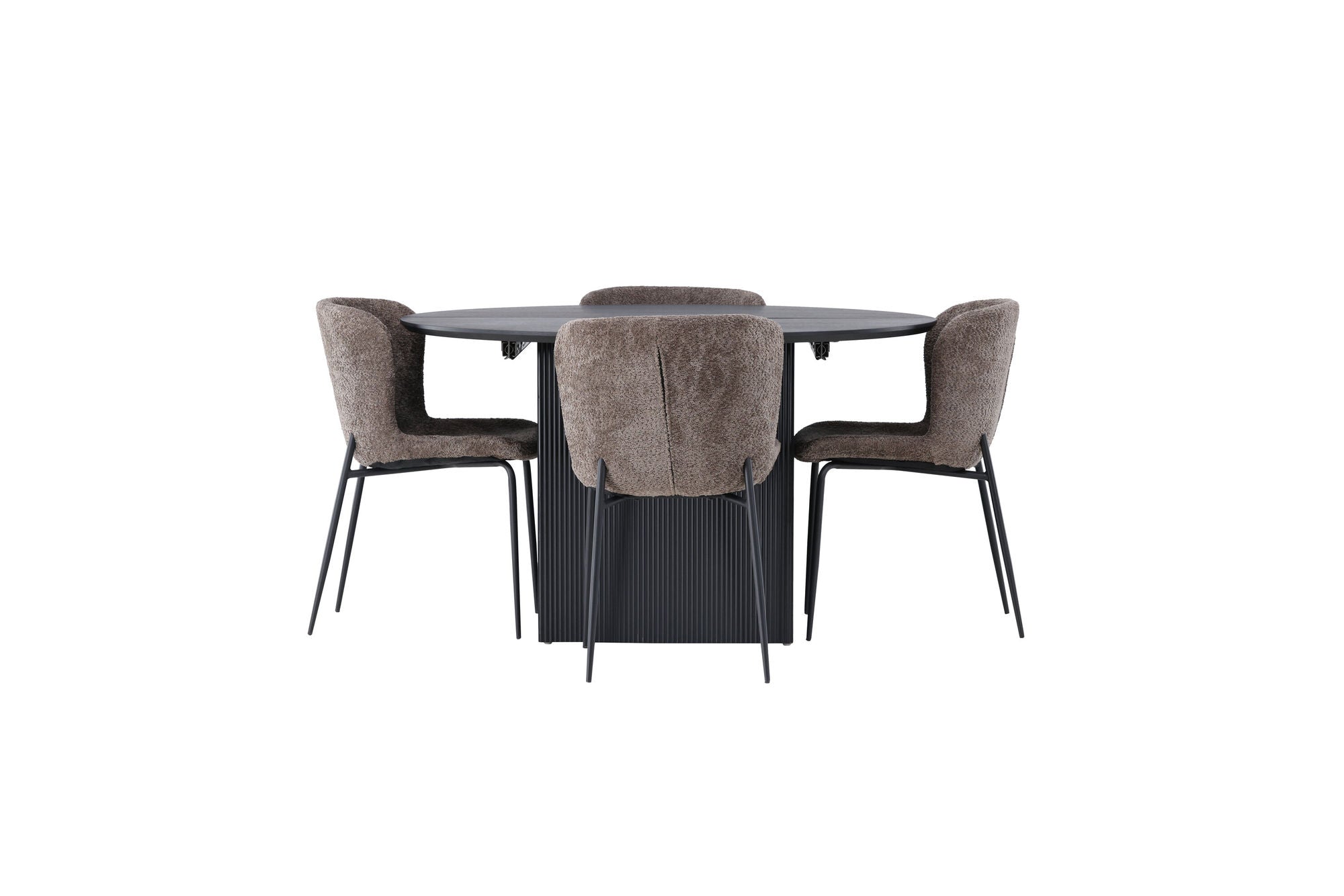 Venture Home Matilda spisebord φ130 - Black / Black MDF with veneer +Modesto Spisebordsstol - Grey / Smoked Black Boucle _4