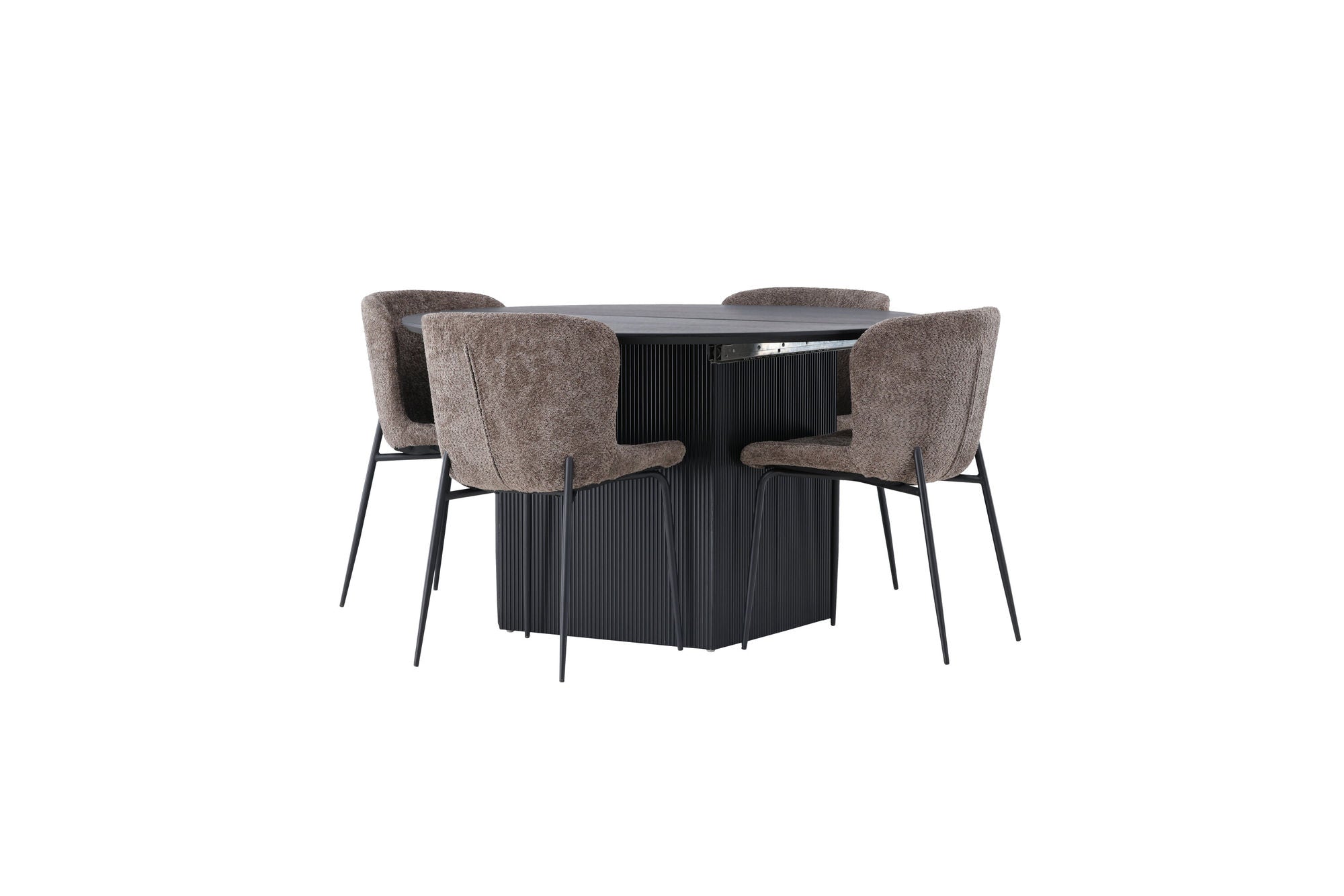 Venture Home Matilda spisebord φ130 - Black / Black MDF with veneer +Modesto Spisebordsstol - Grey / Smoked Black Boucle _4