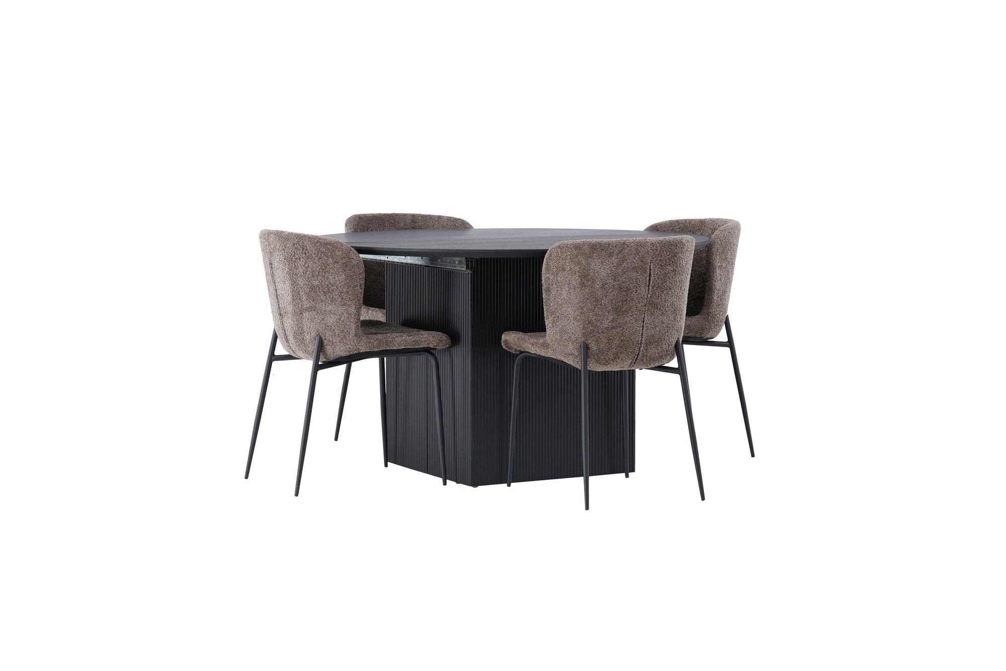 Venture Home Matilda spisebord φ130 - Black / Black MDF with veneer +Modesto Spisebordsstol - Grey / Smoked Black Boucle _4